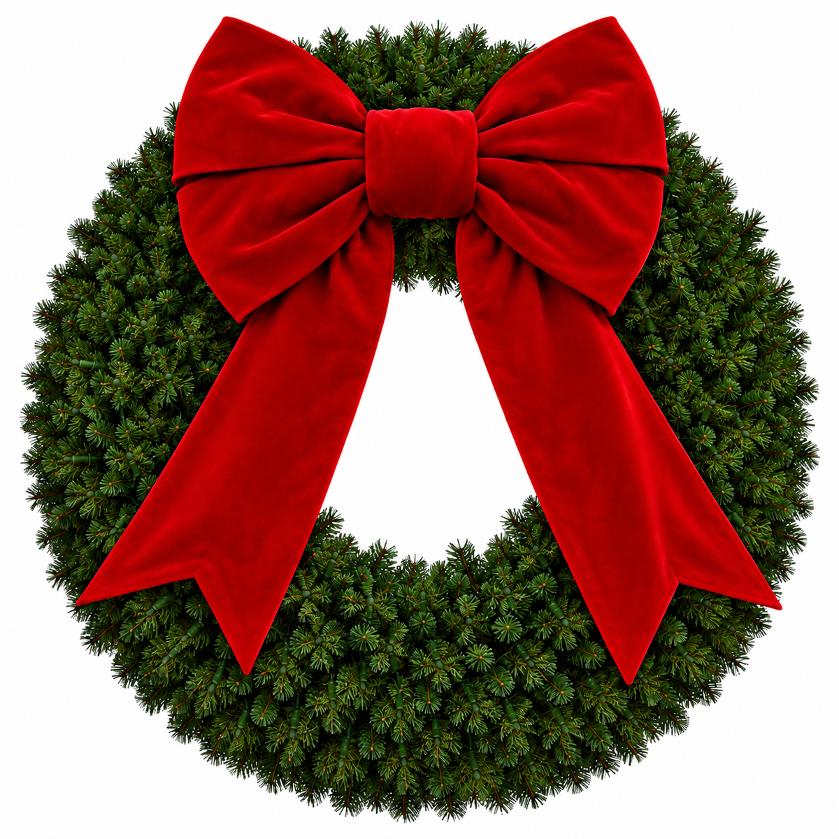 72" Wreath/NO LIGHTS with Red Bow