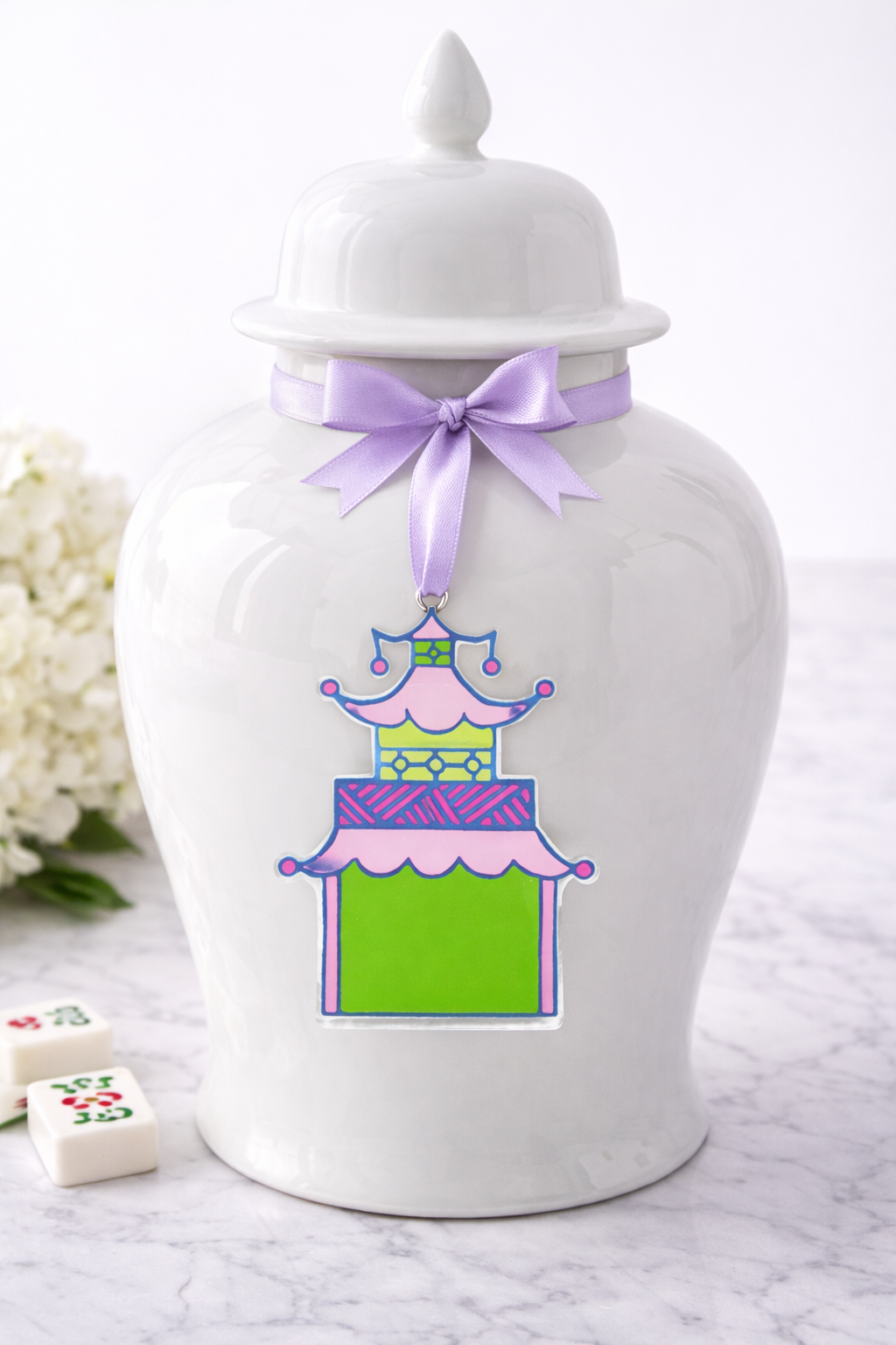 Pagoda House Acrylic Ornament, Mahjong gift