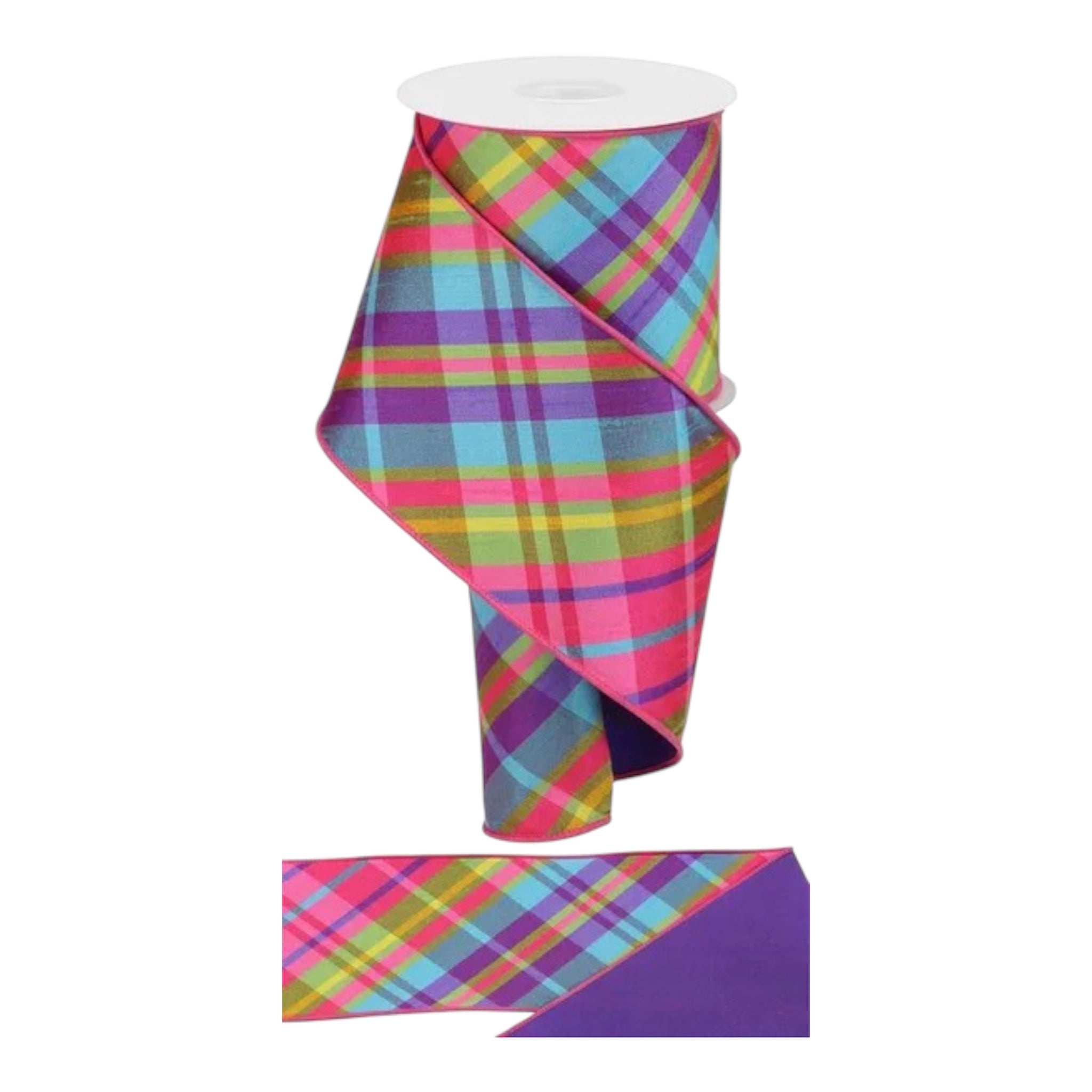 Multi-Color Plaid Spring Ribbon - 4" x 10 yds