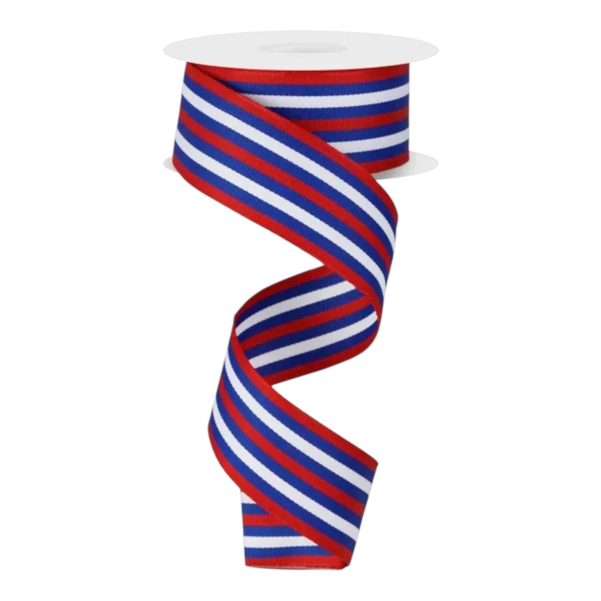 Red White Blue Patriotic Wired Ribbon, Americana Ribbon for Wreaths & Decor 1.5"x 10yds