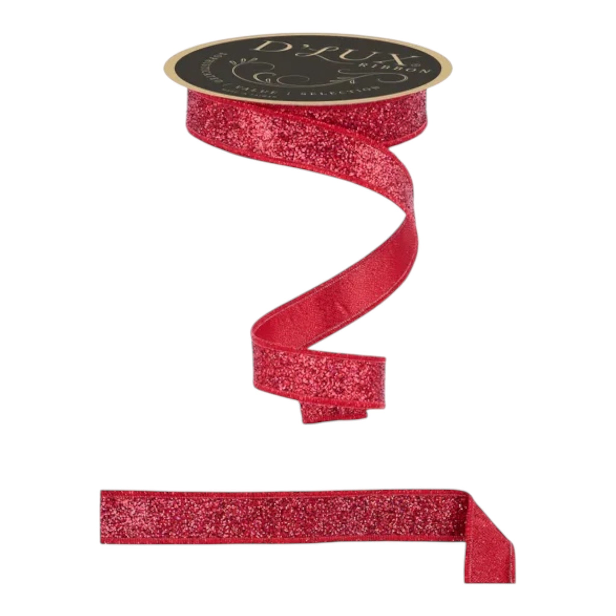 Red Glitter Wired Ribbon – 7/8" x 10 Yards