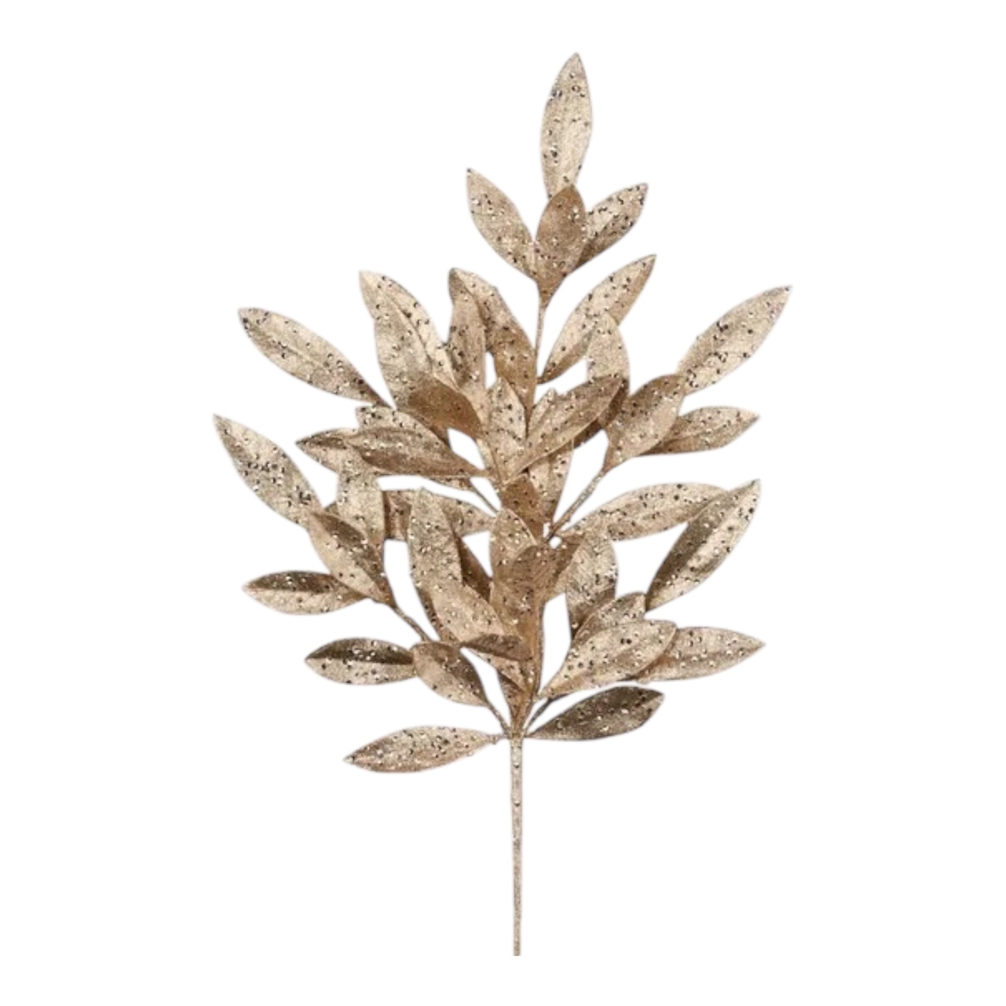 Champagne Glitter Bay Leaf Spray 23"L