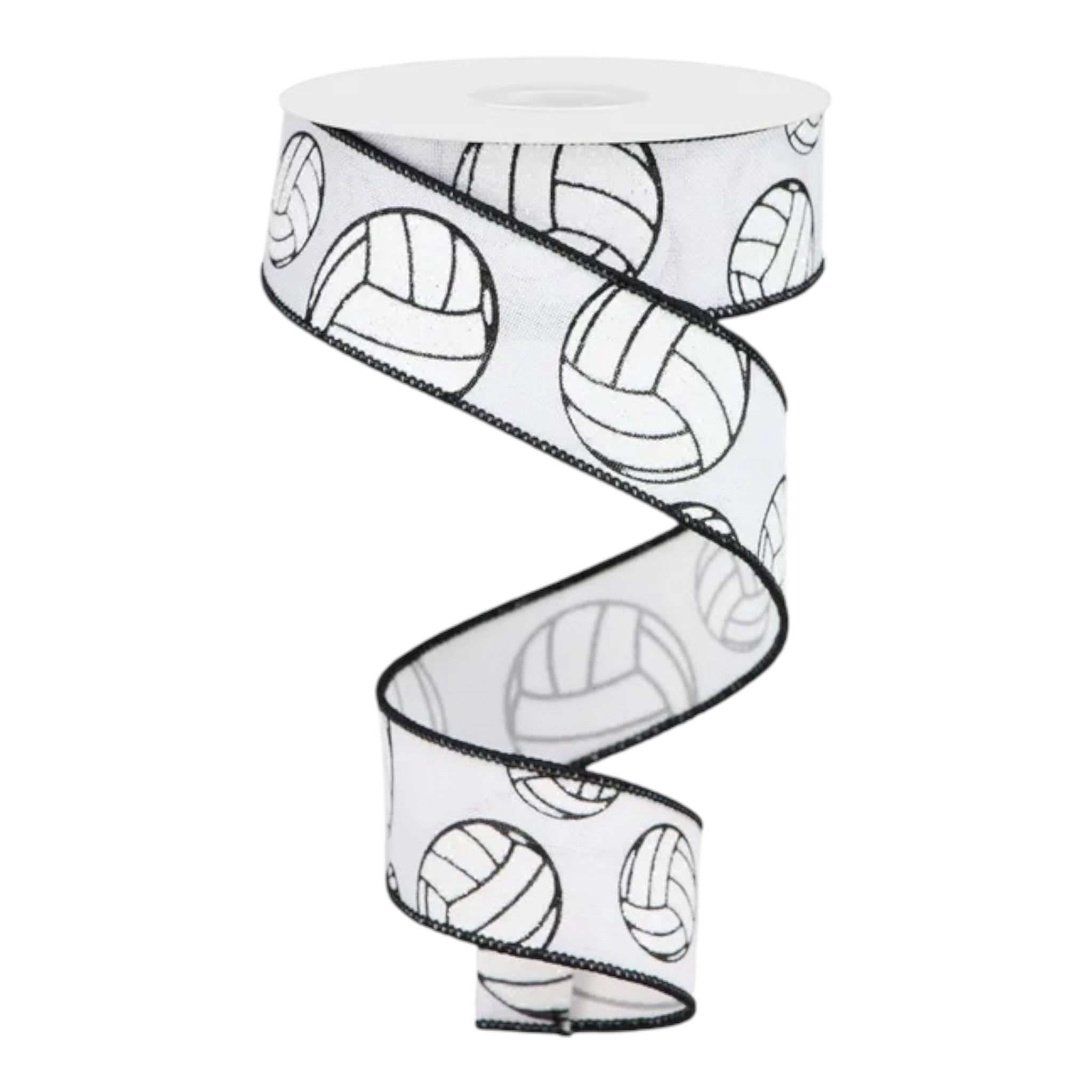 Volleyball Wired Ribbon with Glitter-Available in 1.5" 2.5"x 10yds