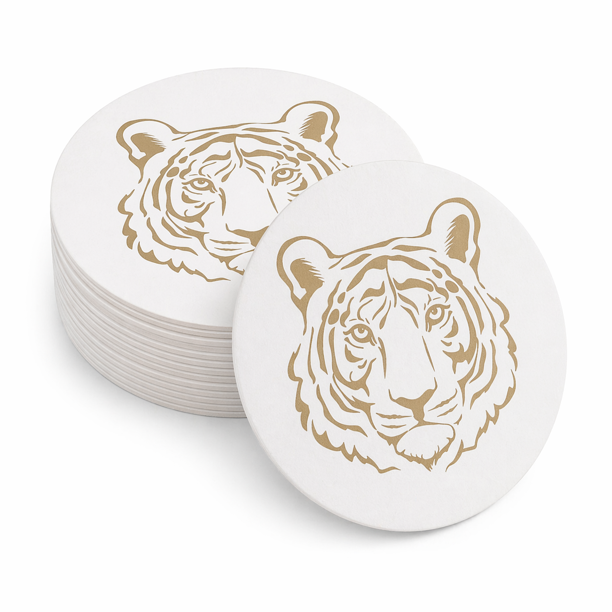 Tiger Reversible Paper Coasters – Set of 20 Double-Sided 4" x 4"