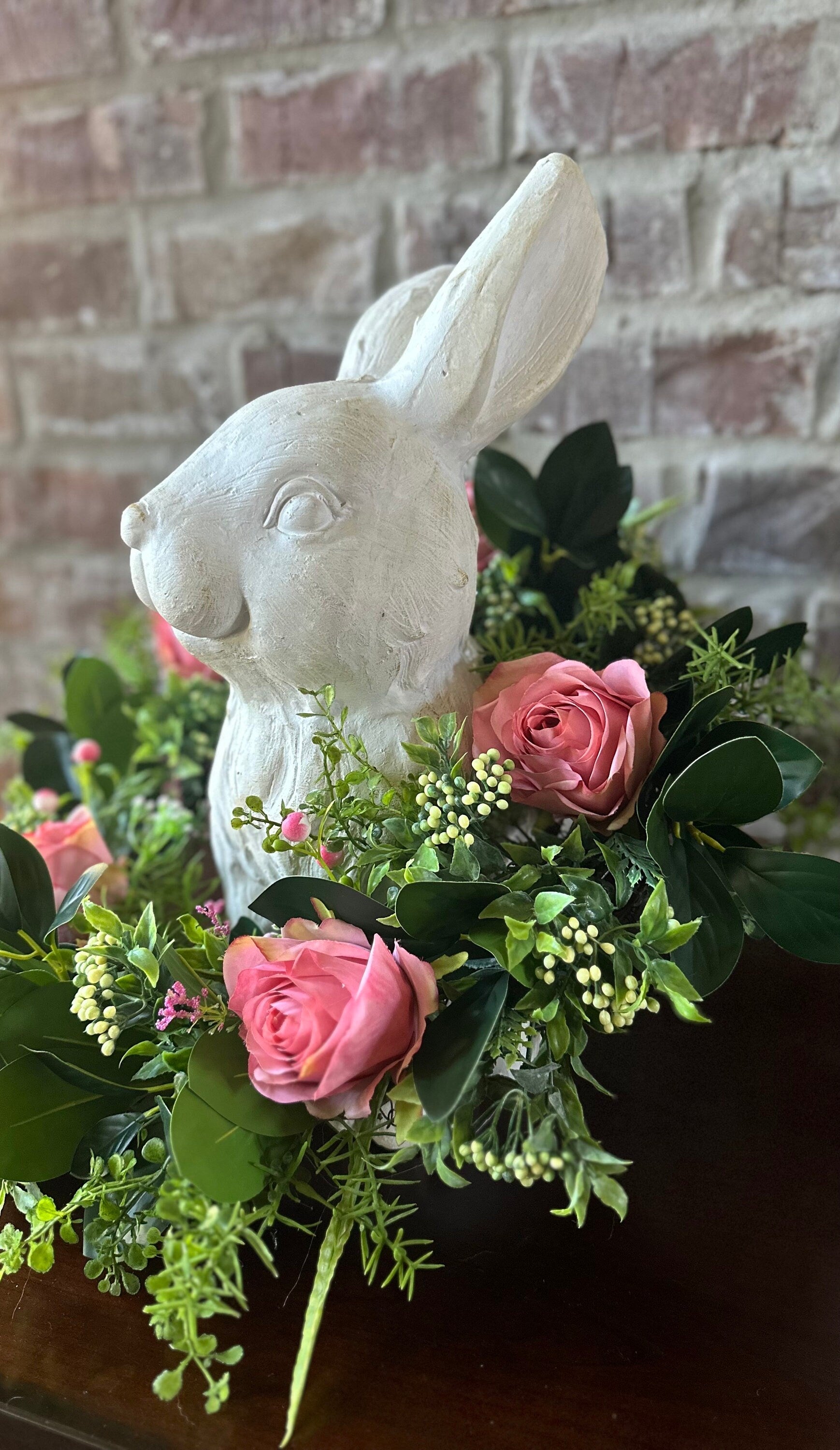 Pink Rose Wreath 20 Inch Front Door Wreath Spring Summer Floral Wreath Artificial Roses Greenery Wedding Decor Farmhouse Wall Hanging