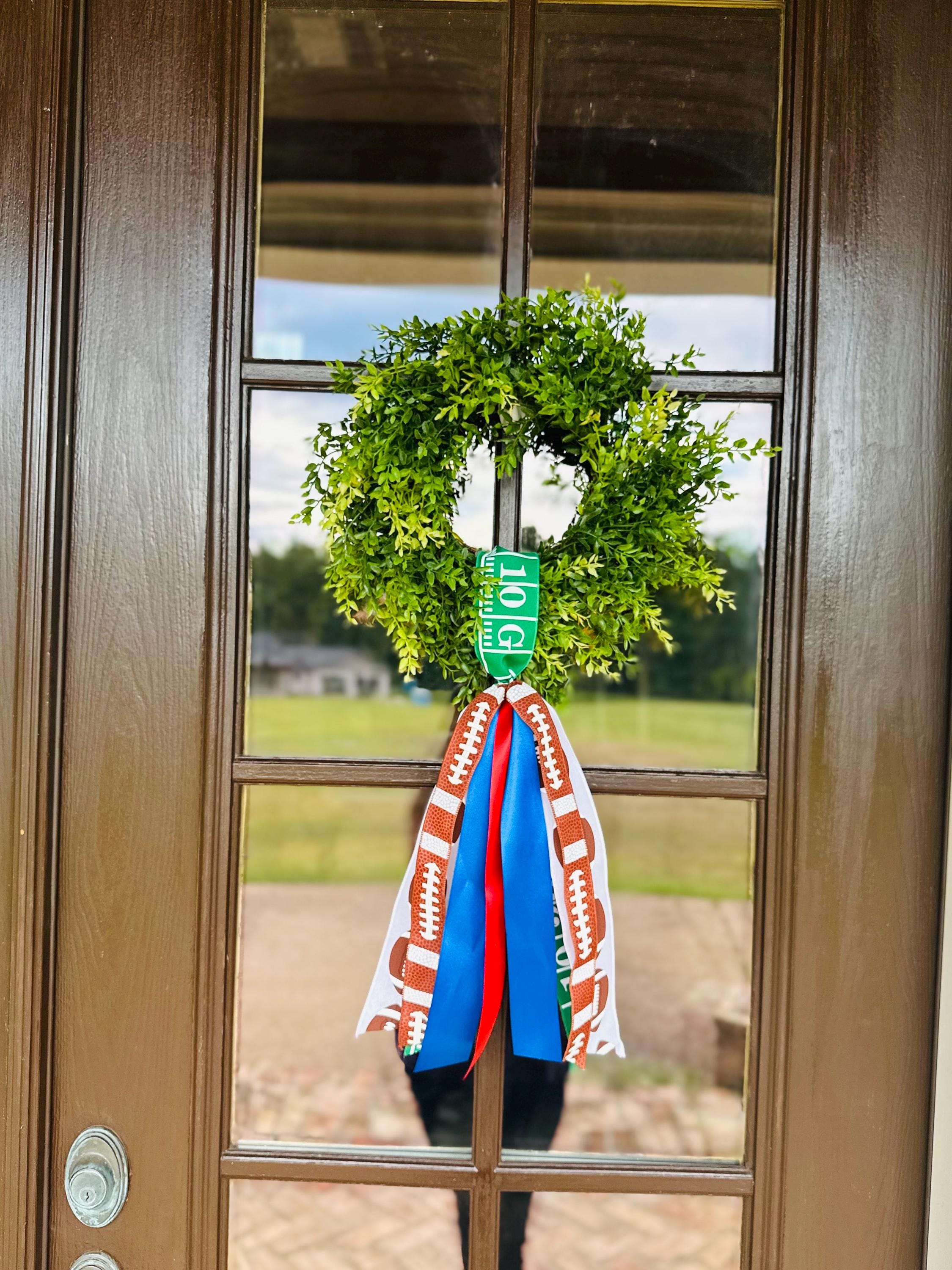 Custom Wreath Sash for Front Door Football Wreath Sash Football Door Hanger Game Day Decor Custom Team Colors Football Ribbon Sash