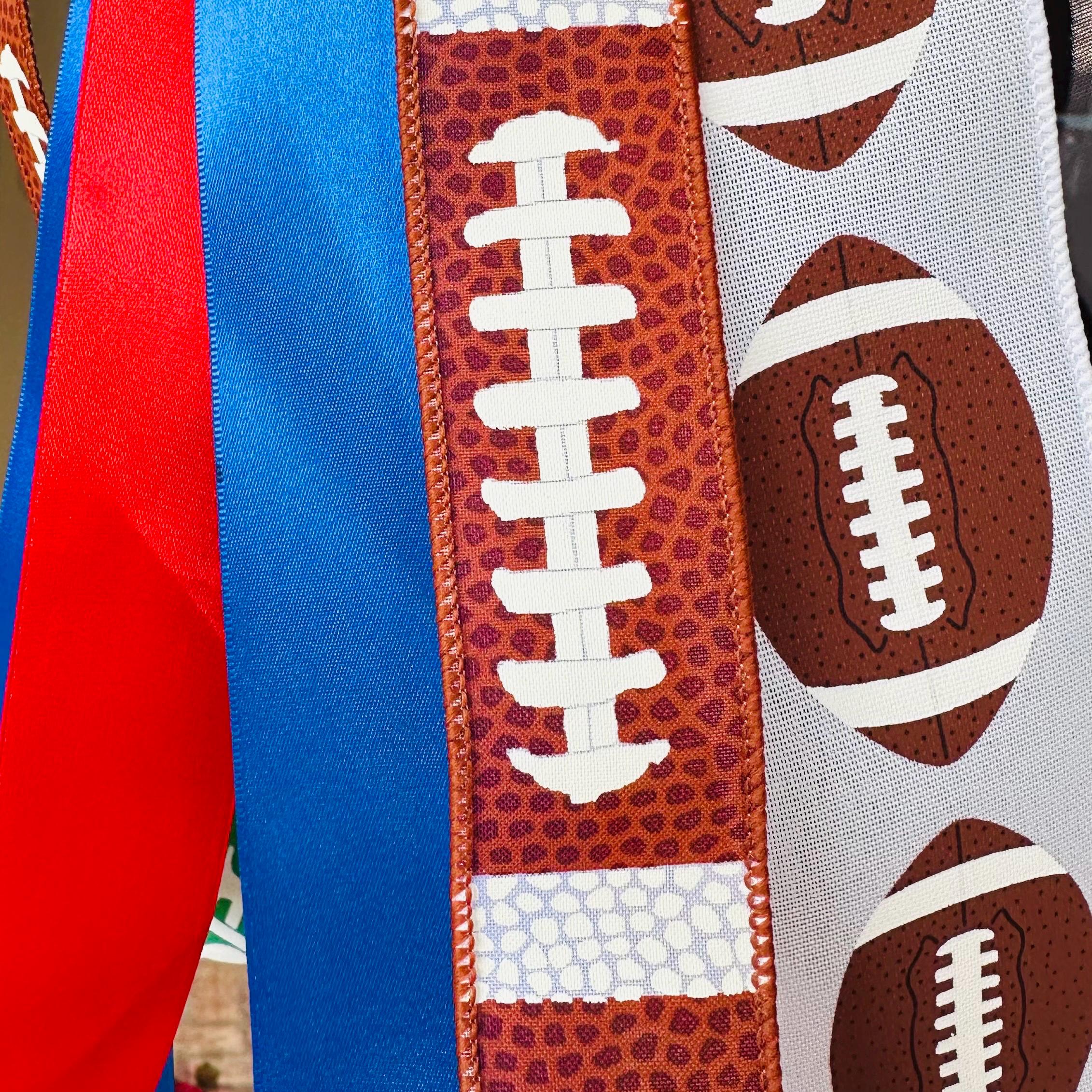 Custom Wreath Sash for Front Door Football Wreath Sash Football Door Hanger Game Day Decor Custom Team Colors Football Ribbon Sash