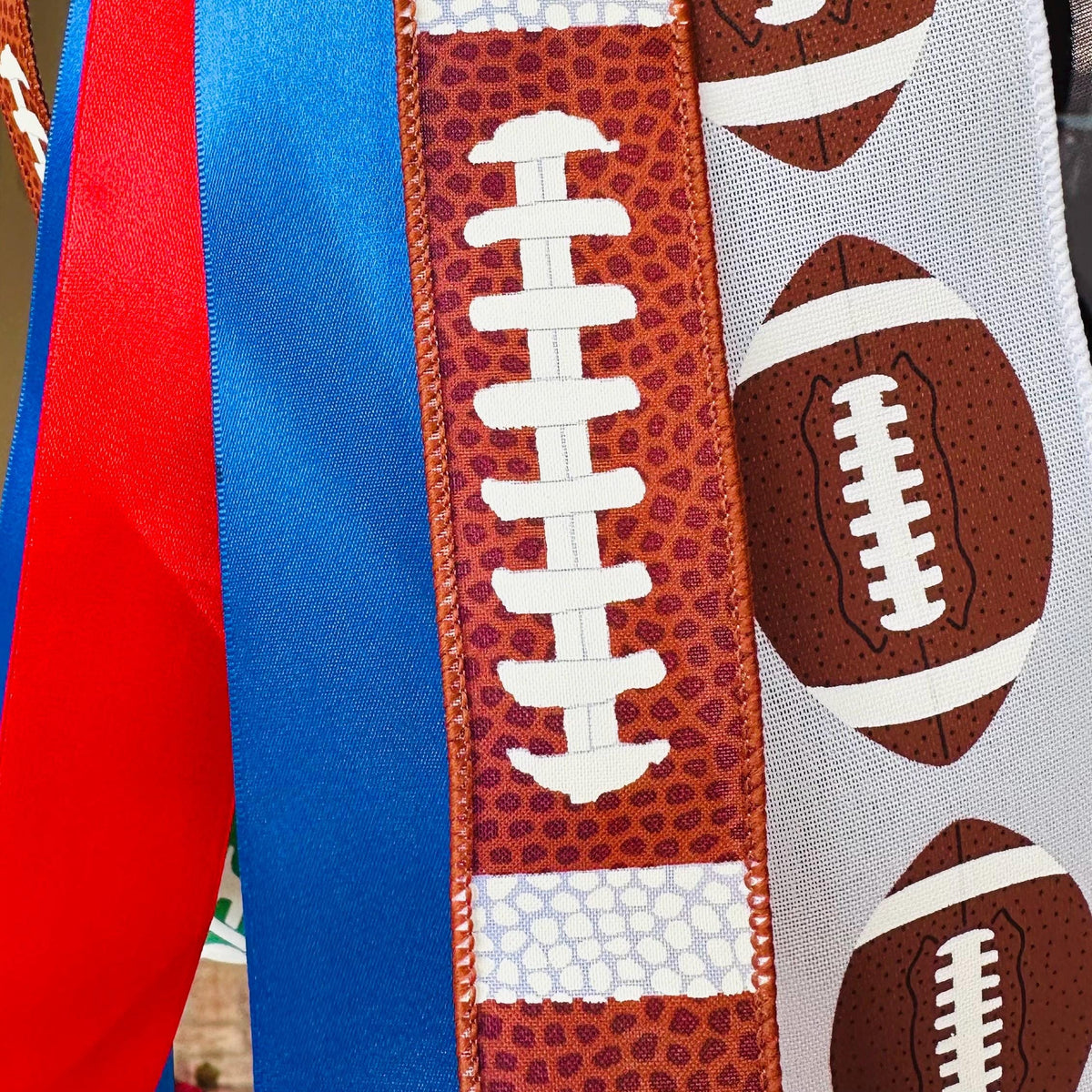Custom Wreath Sash for Front Door Football Wreath Sash Football Door Hanger Game Day Decor Custom Team Colors Football Ribbon Sash