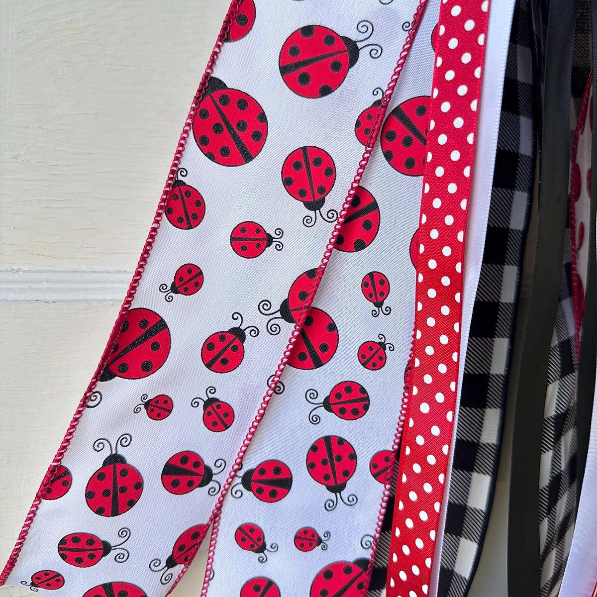 Ladybug Ribbon Sash for Wreath for the Front Door Decor Spring Summer Decor Personalized Custom Sash Wreath Attachments Home Decor