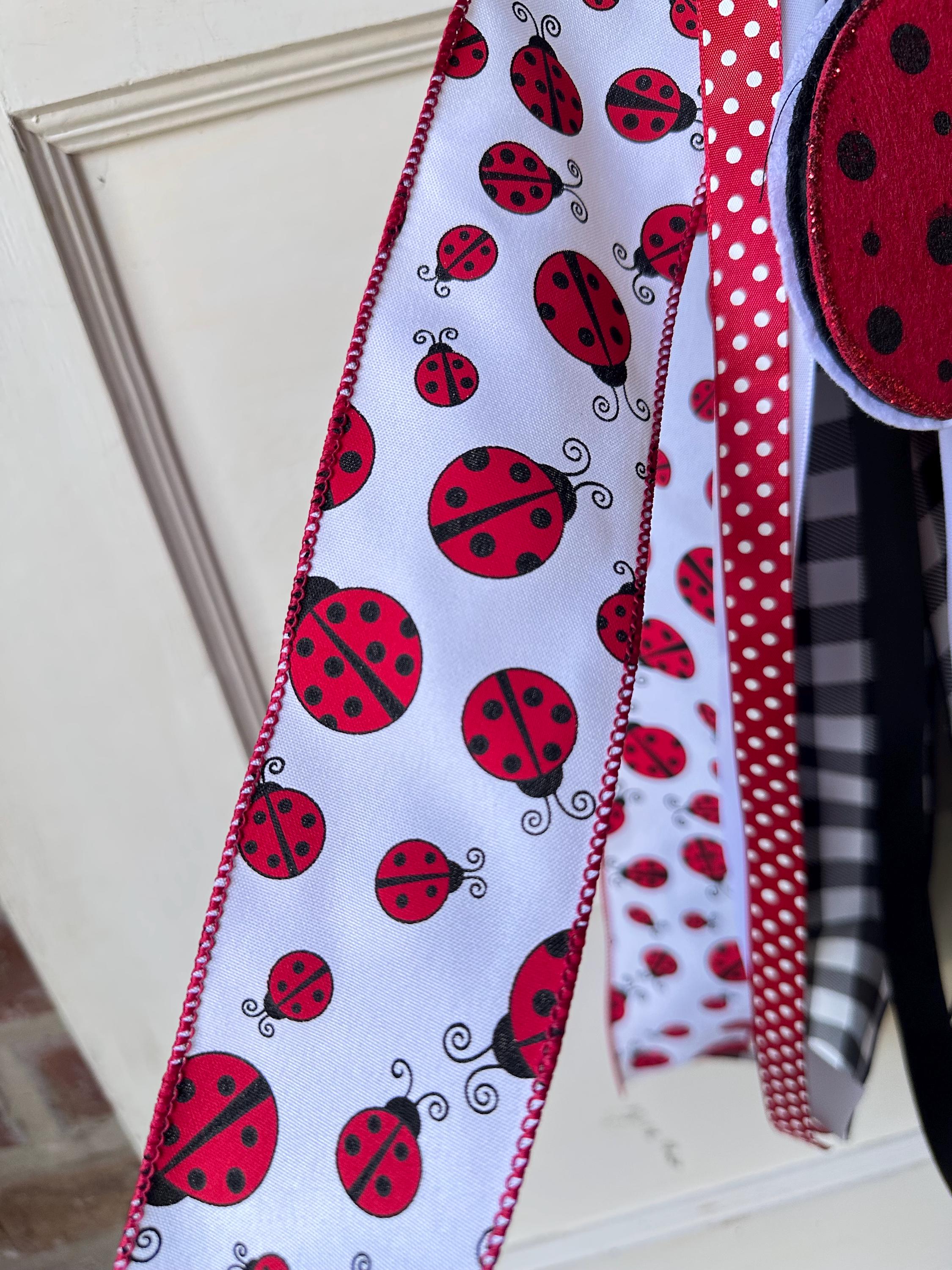 Ladybug Ribbon Sash for Wreath for the Front Door Decor Spring Summer Decor Personalized Custom Sash Wreath Attachments Home Decor