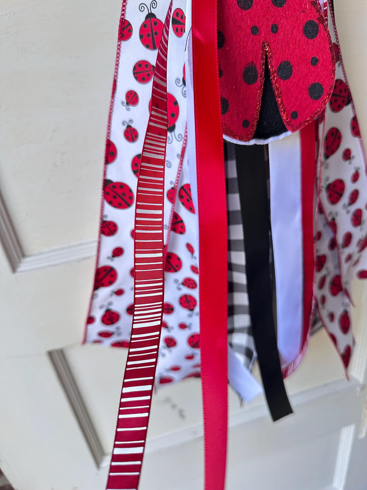 Ladybug Ribbon Sash for Wreath for the Front Door Decor Spring Summer Decor Personalized Custom Sash Wreath Attachments Home Decor