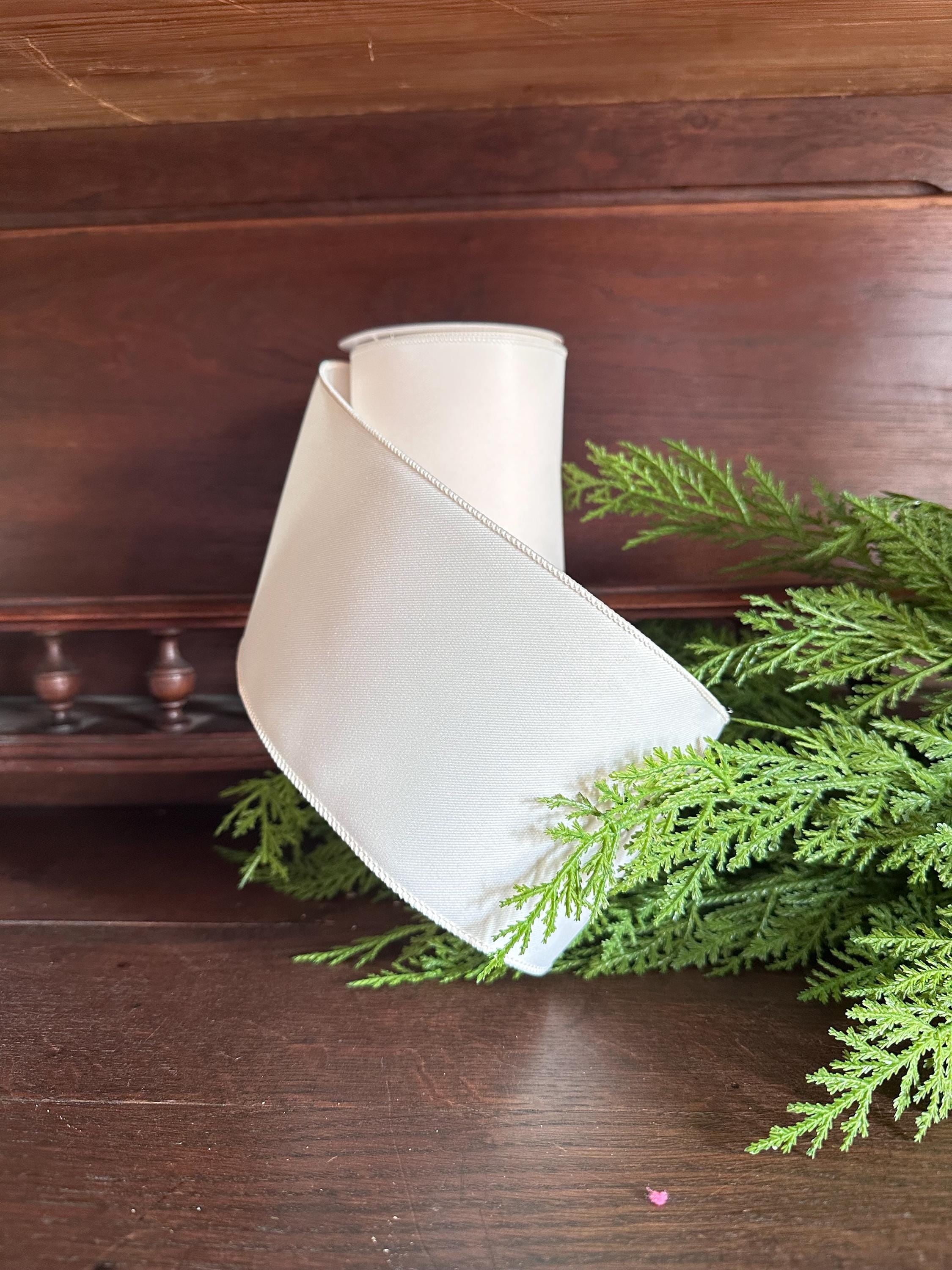 Ivory Wired Ribbon White Ribbon for Wedding Decor Wreath Bows Christmas Tree Ribbon Wired Edge Ribbon
