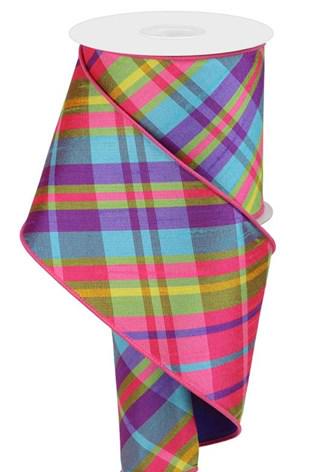 Multi-Color Plaid Spring Ribbon - 4" x 10 yds