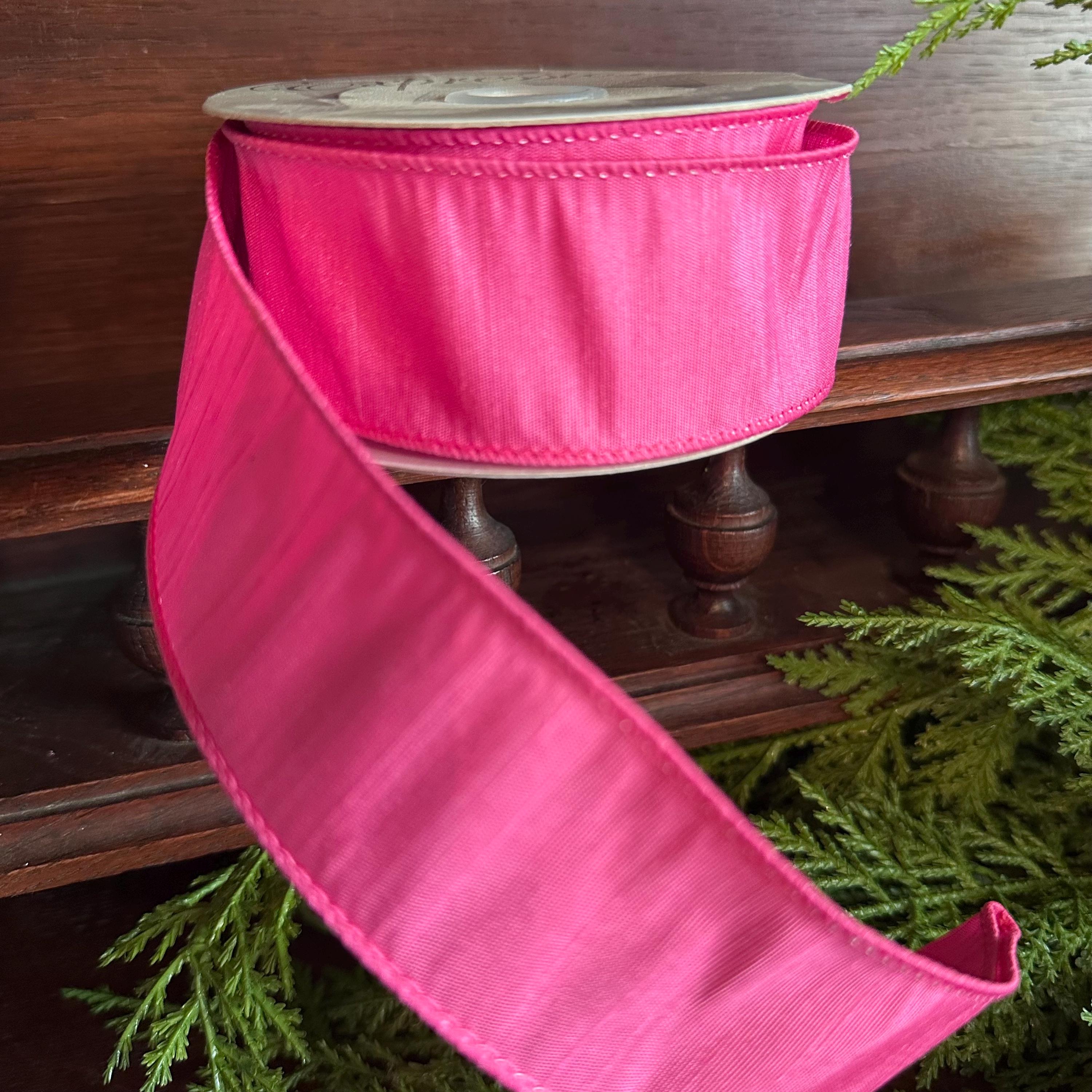 Hot Pink Ribbon Wire Ribbon for Wreath Making Craft Supply Bow Making Ribbon Summer Ribbon Breast Cancer Awareness