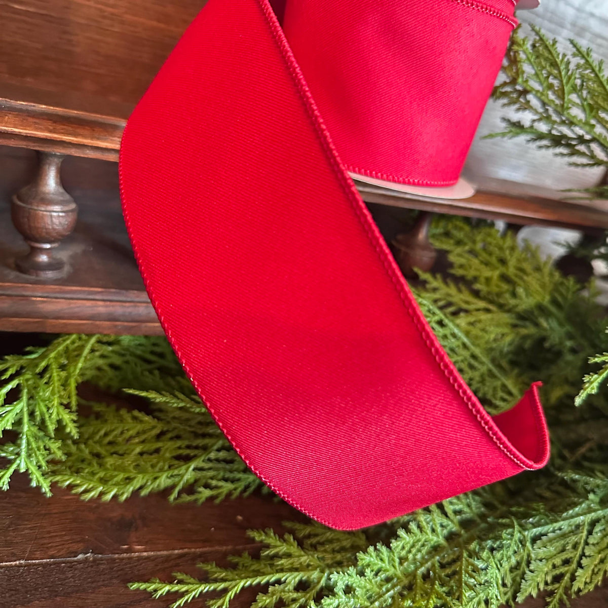 Red Wired Ribbon for Wreaths Bow Making Holiday Decor
