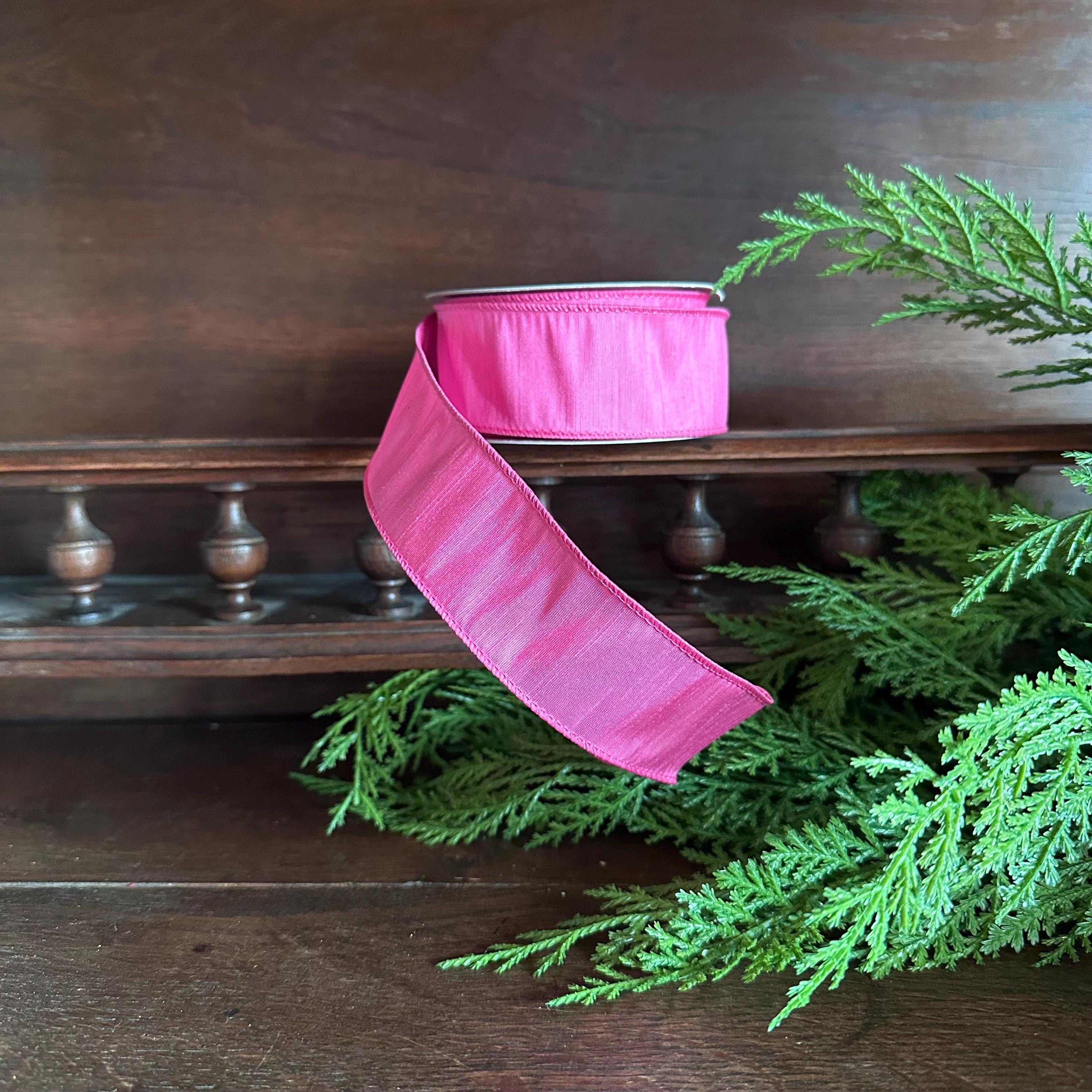 Hot Pink Ribbon Wire Ribbon for Wreath Making Craft Supply Bow Making Ribbon Summer Ribbon Breast Cancer Awareness