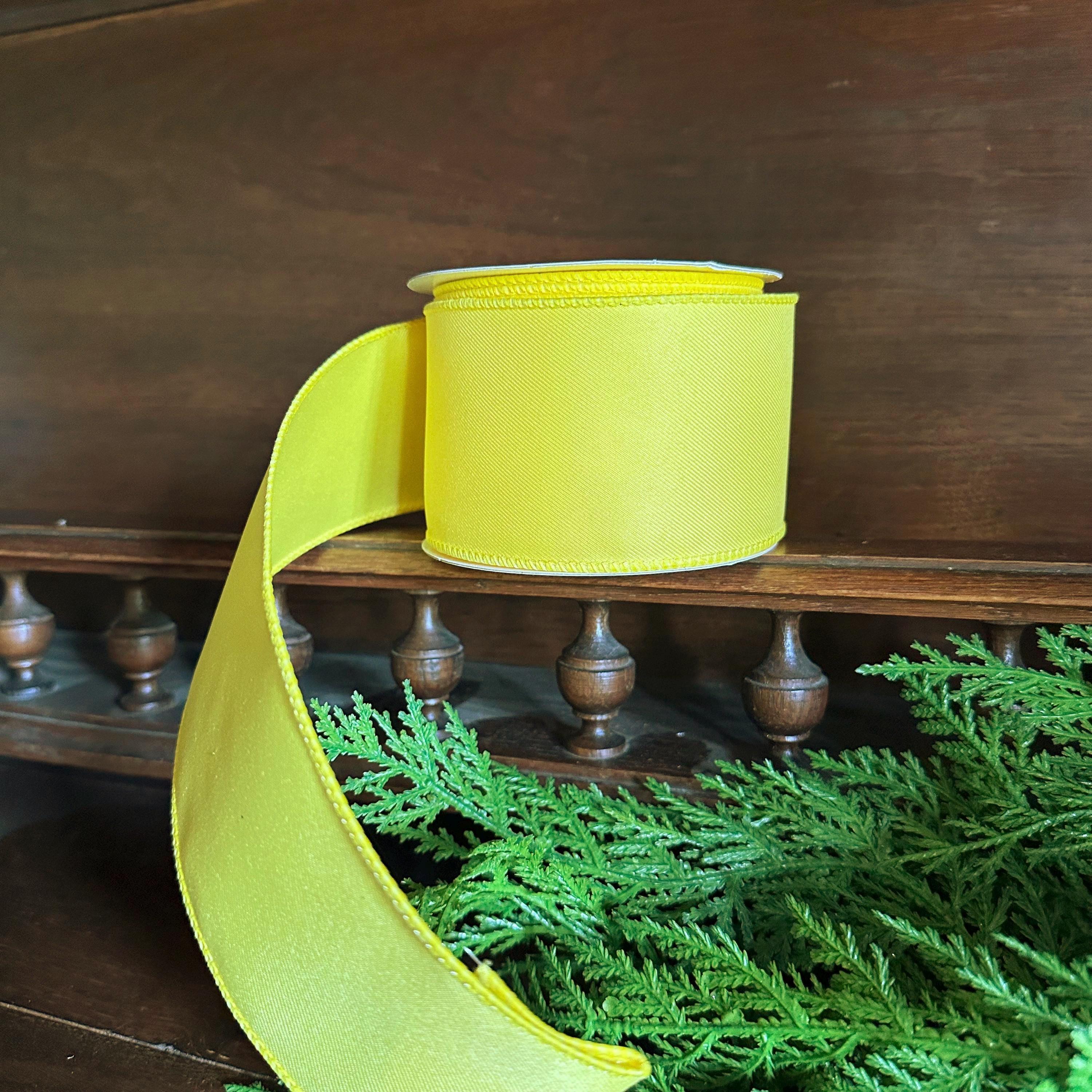 Solid Yellow Ribbon for Year Round 1.5",2.5" x 10yds