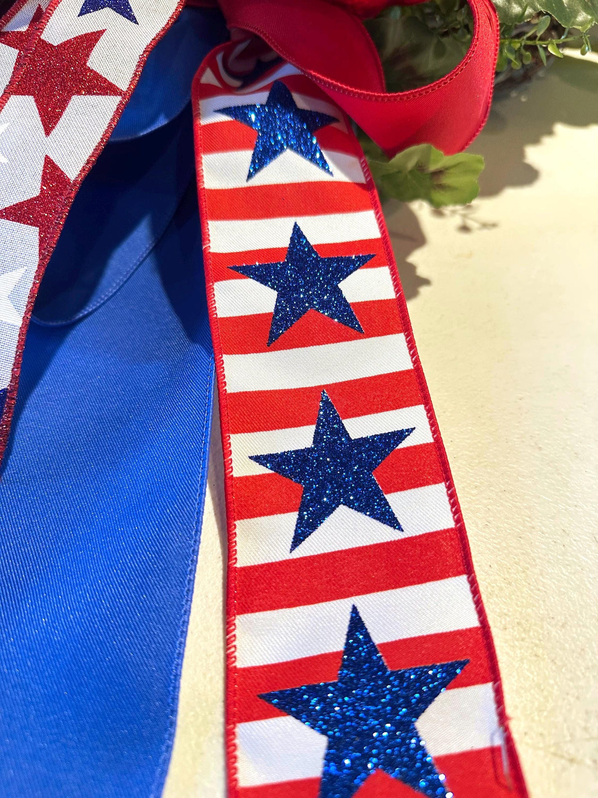 American flag star ribbon patriotic wreath ribbon red white blue wired edge ribbon 4th of July decor Memorial Day wreath supply