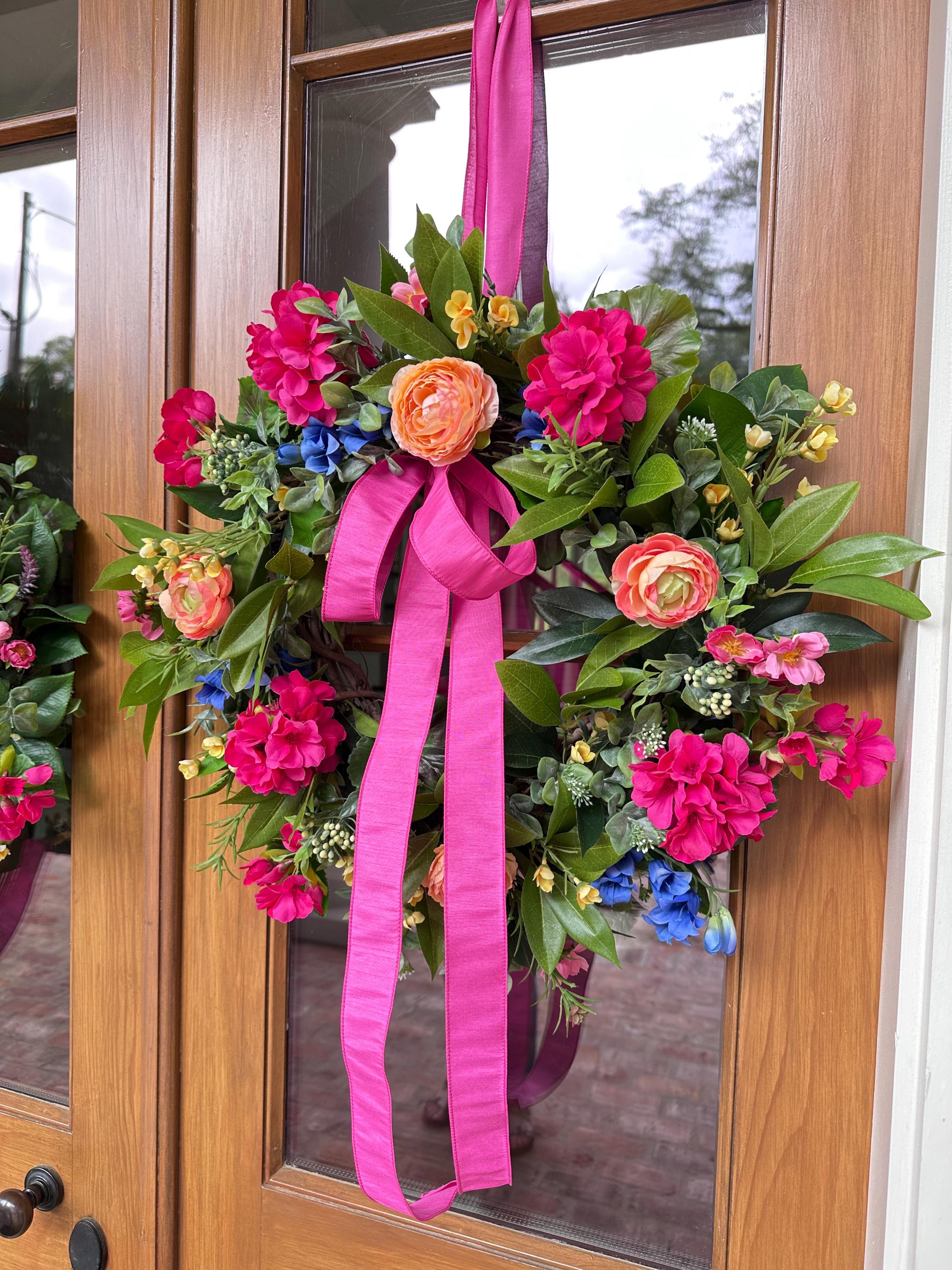 Hot Pink Ribbon Wire Ribbon for Wreath Making Craft Supply Bow Making Ribbon Summer Ribbon Breast Cancer Awareness