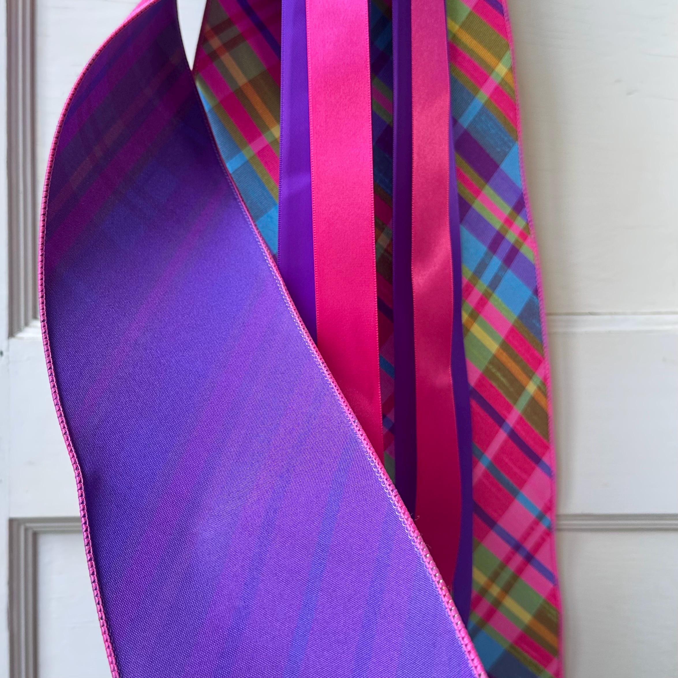 Plaid Ribbon for Wreath Summer Wreath Sash Bright Accent Wreath Sash Design Door Decor Spring Sash Craft Supply Colorful Trim Festive