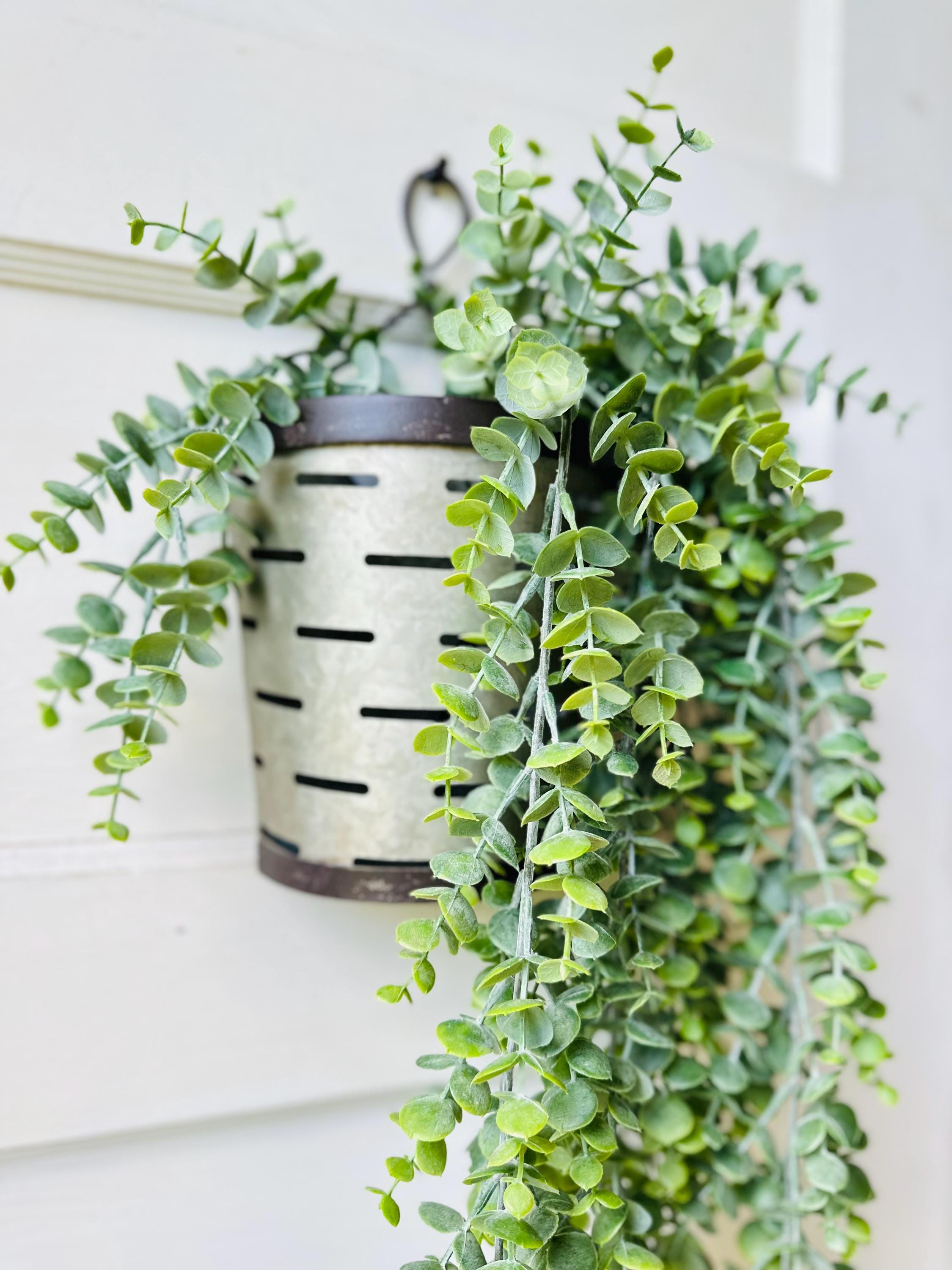 Hanging Eucalyptus Greenery Artificial Bush Fake Plant Shelf Decor Mantel Decor Trailing Faux Greenery for Bookcase Basket