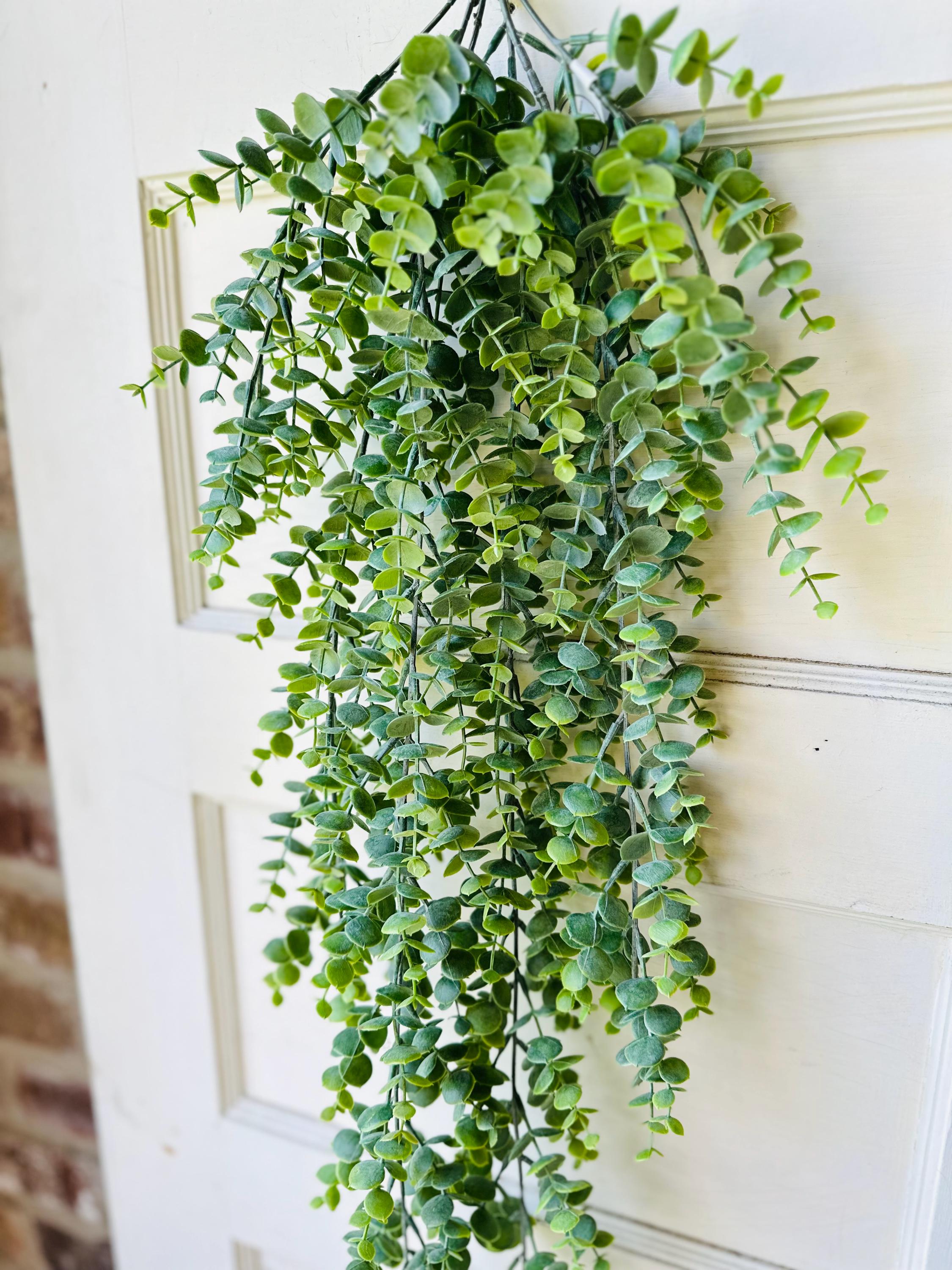 Hanging Eucalyptus Greenery Artificial Bush Fake Plant Shelf Decor Mantel Decor Trailing Faux Greenery for Bookcase Basket