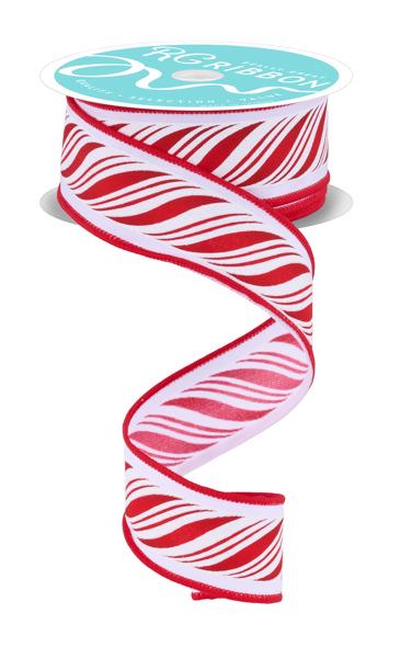 Candy Cane Christmas Ribbon, Peppermint Wired Ribbon, Holiday Ribbon, Bow Making Ribbon, Designer Ribbon, Christmas Decor