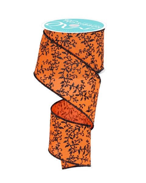Add a spooky sparkle to your Halloween creations with this 2.5" wide wired ribbon, available in vibrant green or orange with black glitter vine detailing. The wired edges make it easy to shape into bold bows that hold their form, perfect for wreaths, centerpieces, and haunted house decor. Whether you're crafting for Halloween parties, trick-or-treat night, or themed displays, this glitter ribbon adds just the right eerie elegance to your DIY projects.