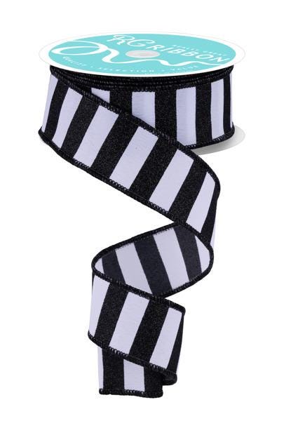 Black White Stripe Ribbon Wired Edge Ribbon Wreath Ribbon Bow Making Ribbon Farmhouse Ribbon Halloween Ribbon Gift Wrap Ribbon 10 Yard Roll