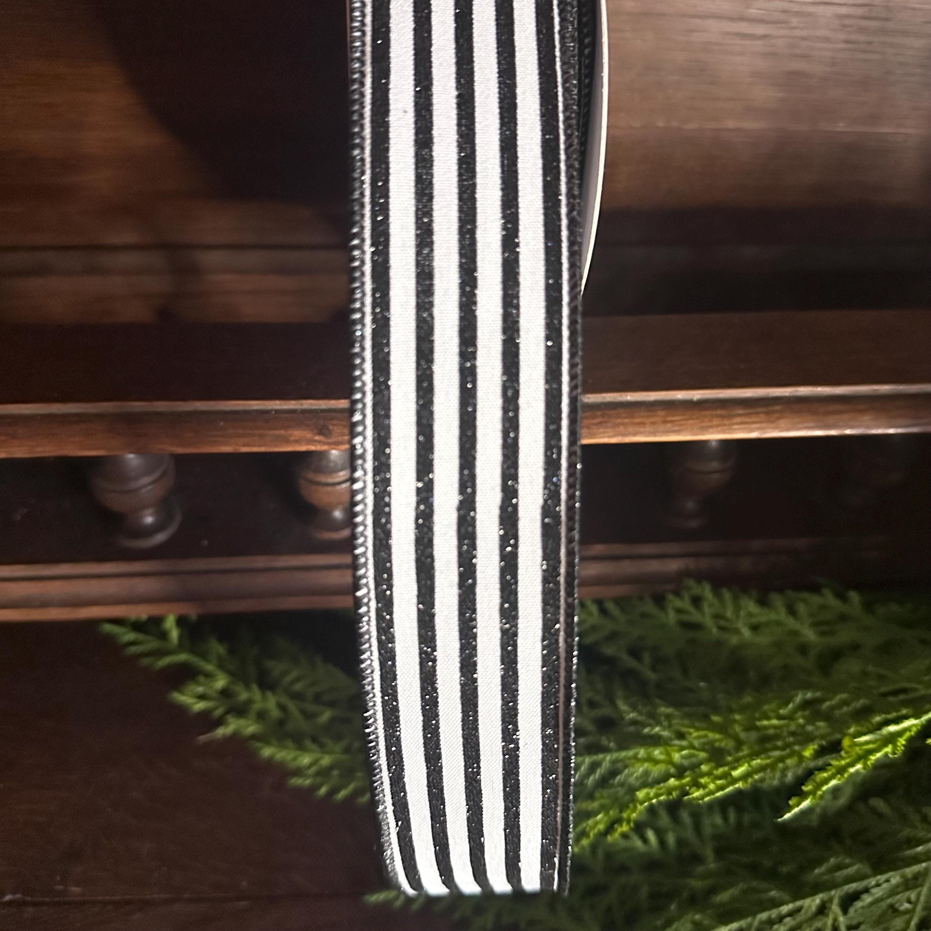 Black and White Striped Ribbon Farmhouse Wired Ribbon Wreath Ribbon Bow Making Gift Wrap Ribbon Wreath Supplies