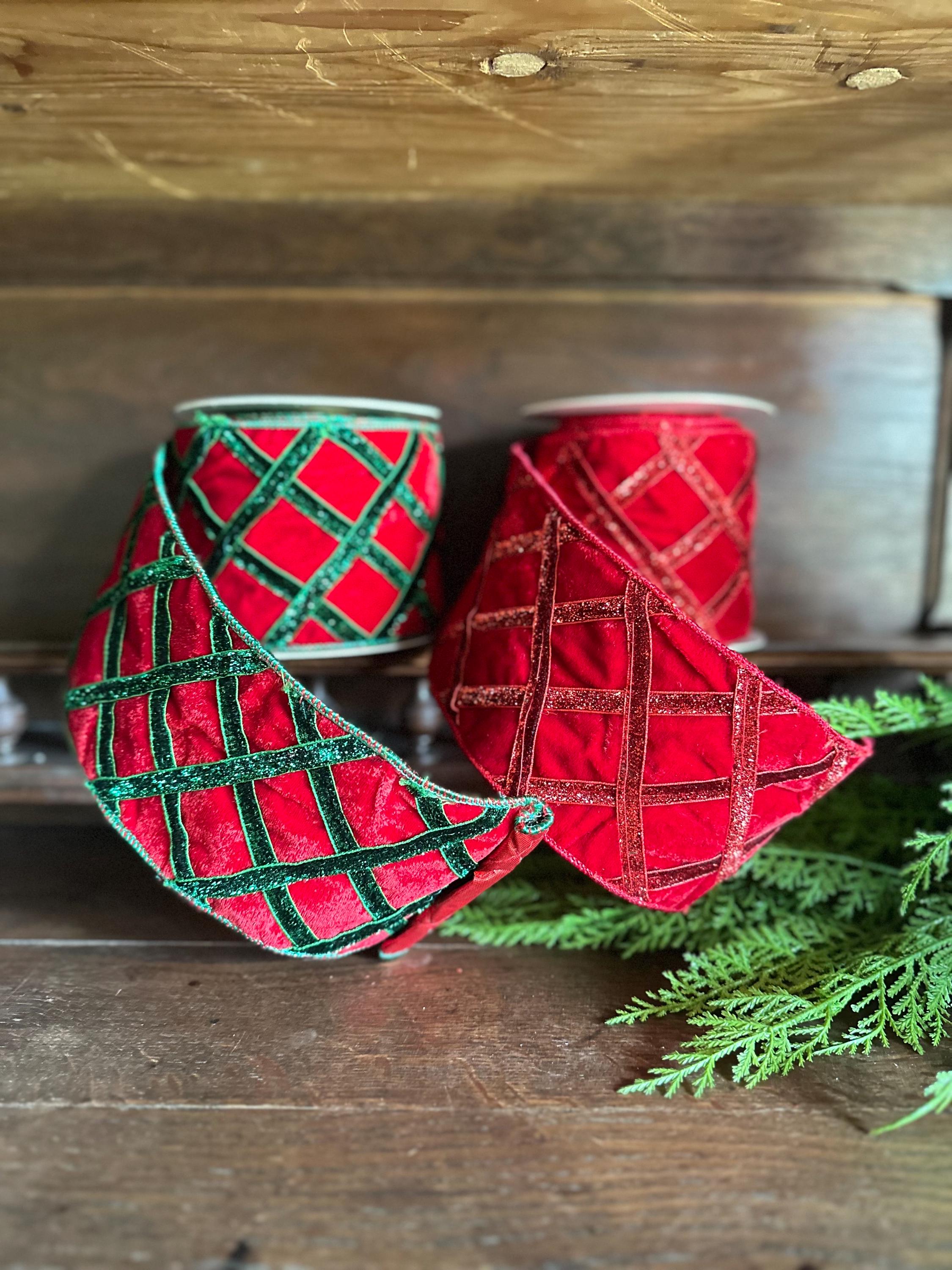 Red Velvet Ribbon Christmas Ribbon Luxury Ribbon Holiday Wreath Making Supply Craft Material Gift Wrap Bow Tree Decoration Christmas Tree