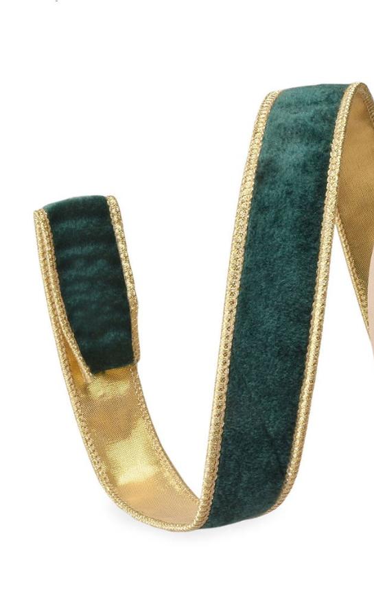 Velvet Ribbon for Christmas Tree Decoration Trim Elegant Gift Wrap Ribbon Wire Edge Ribbon Bow Making Holiday Wreath Design Green