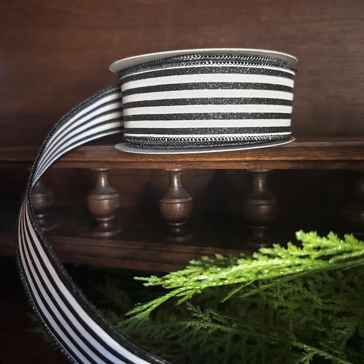 Black and White Striped Ribbon Farmhouse Wired Ribbon Wreath Ribbon Bow Making Gift Wrap Ribbon Wreath Supplies