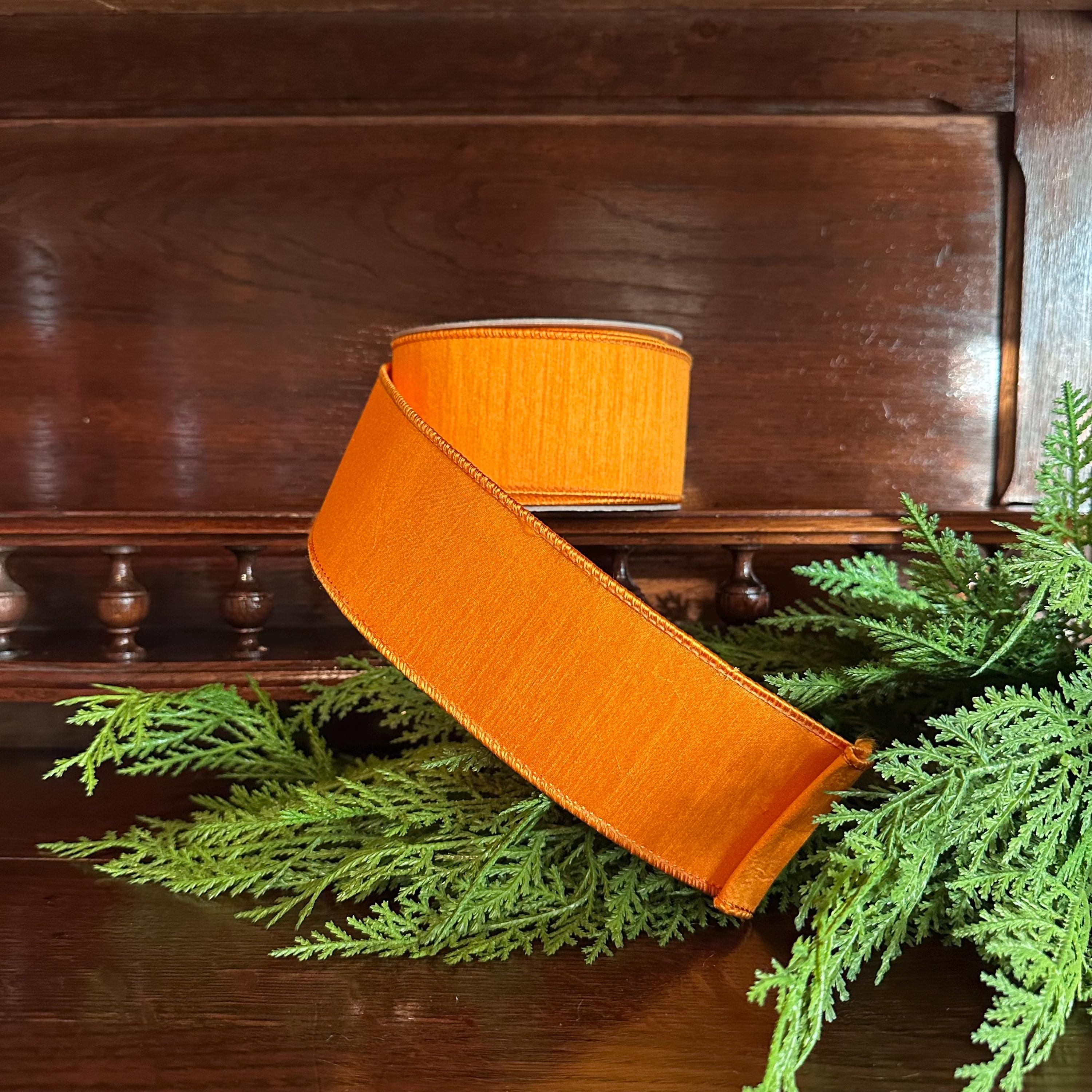 Orange Ribbon Craft Supply for Wreath Making Material for Bow Decoration Design Premium Farrisilk Ribbon Designer Ribbon