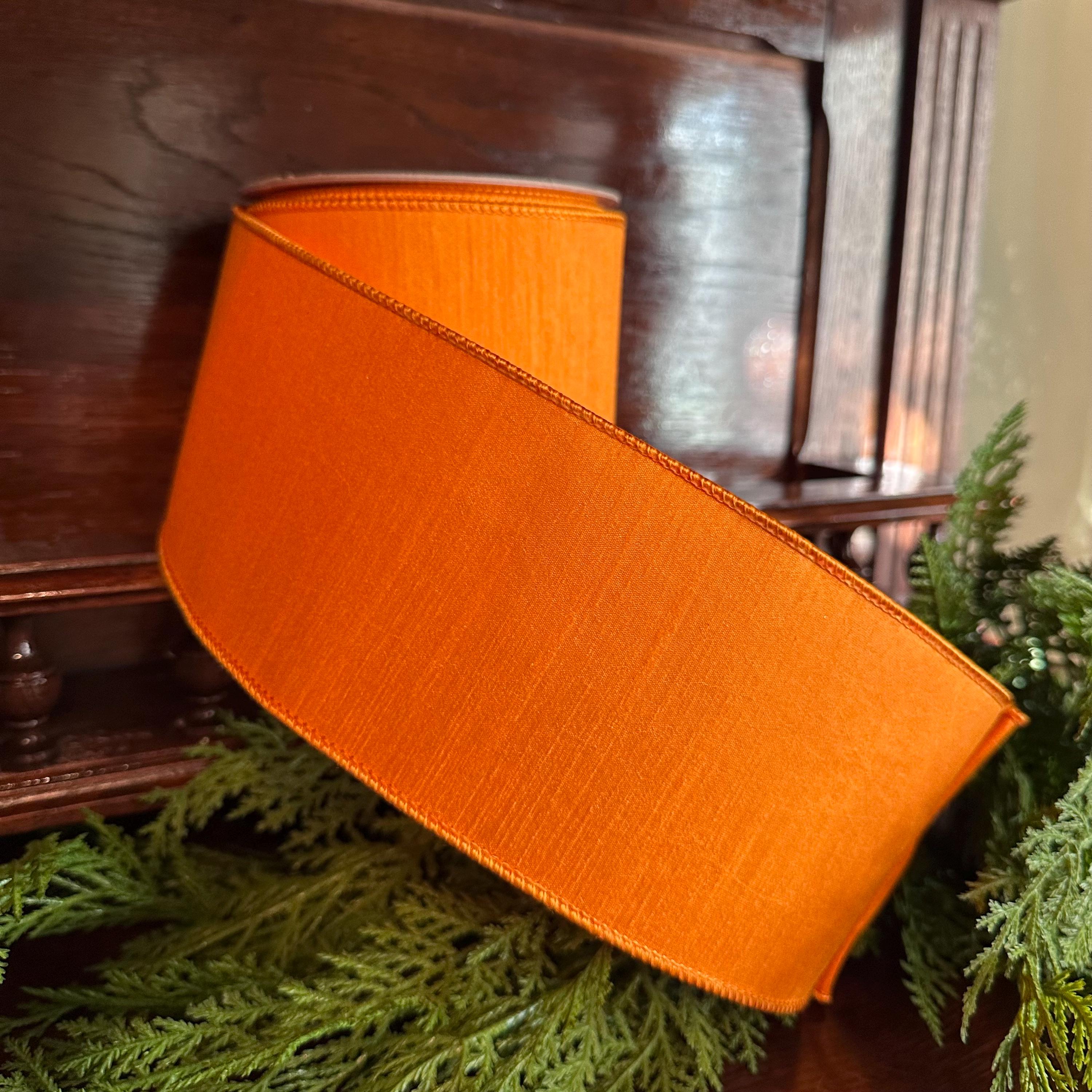 Orange Ribbon Craft Supply for Wreath Making Material for Bow Decoration Design Premium Farrisilk Ribbon Designer Ribbon