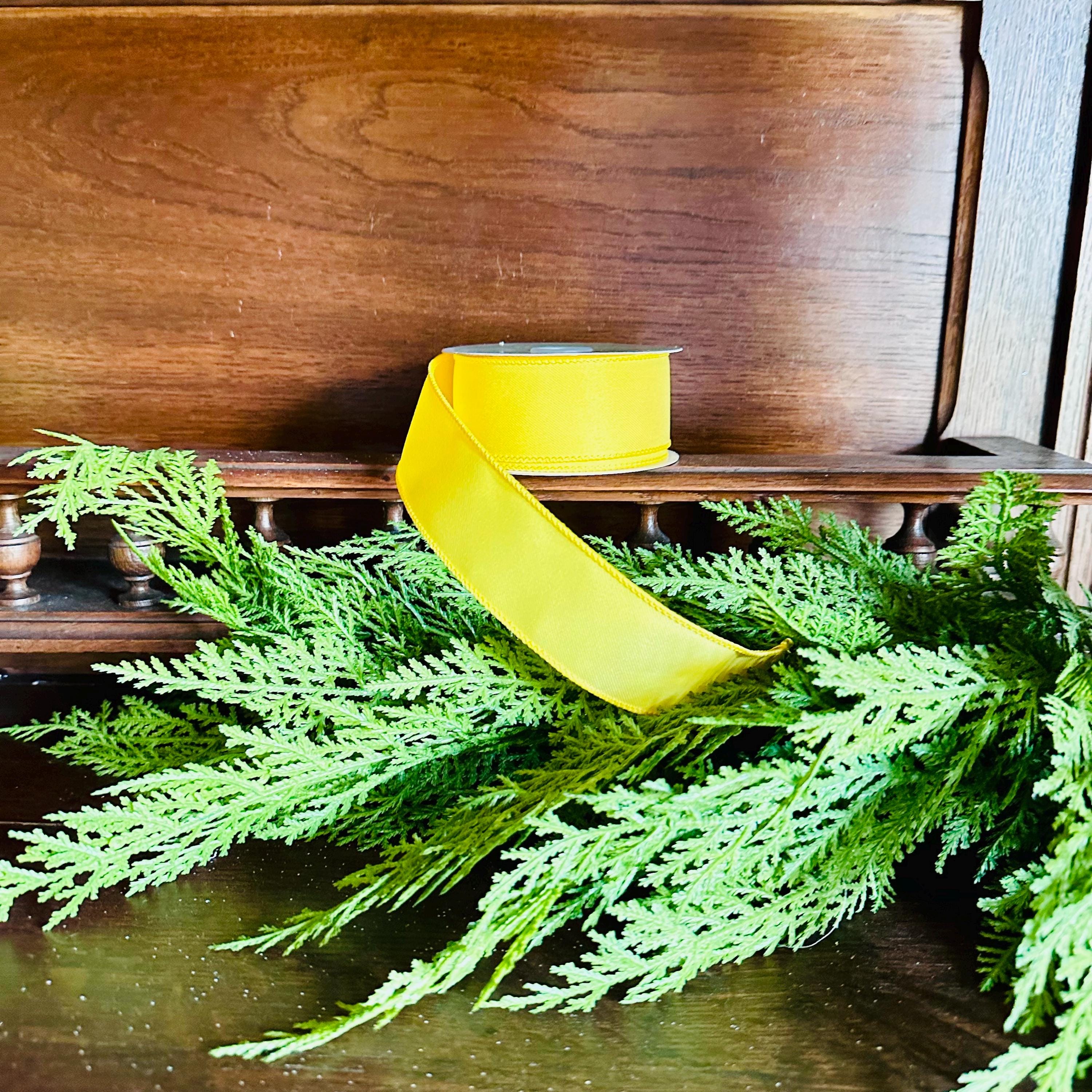 Solid Yellow Ribbon for Year Round 1.5",2.5" x 10yds