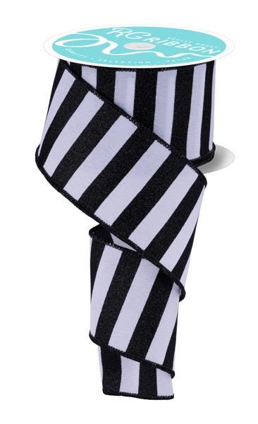 Black White Stripe Ribbon Wired Edge Ribbon Wreath Ribbon Bow Making Ribbon Farmhouse Ribbon Halloween Ribbon Gift Wrap Ribbon 10 Yard Roll