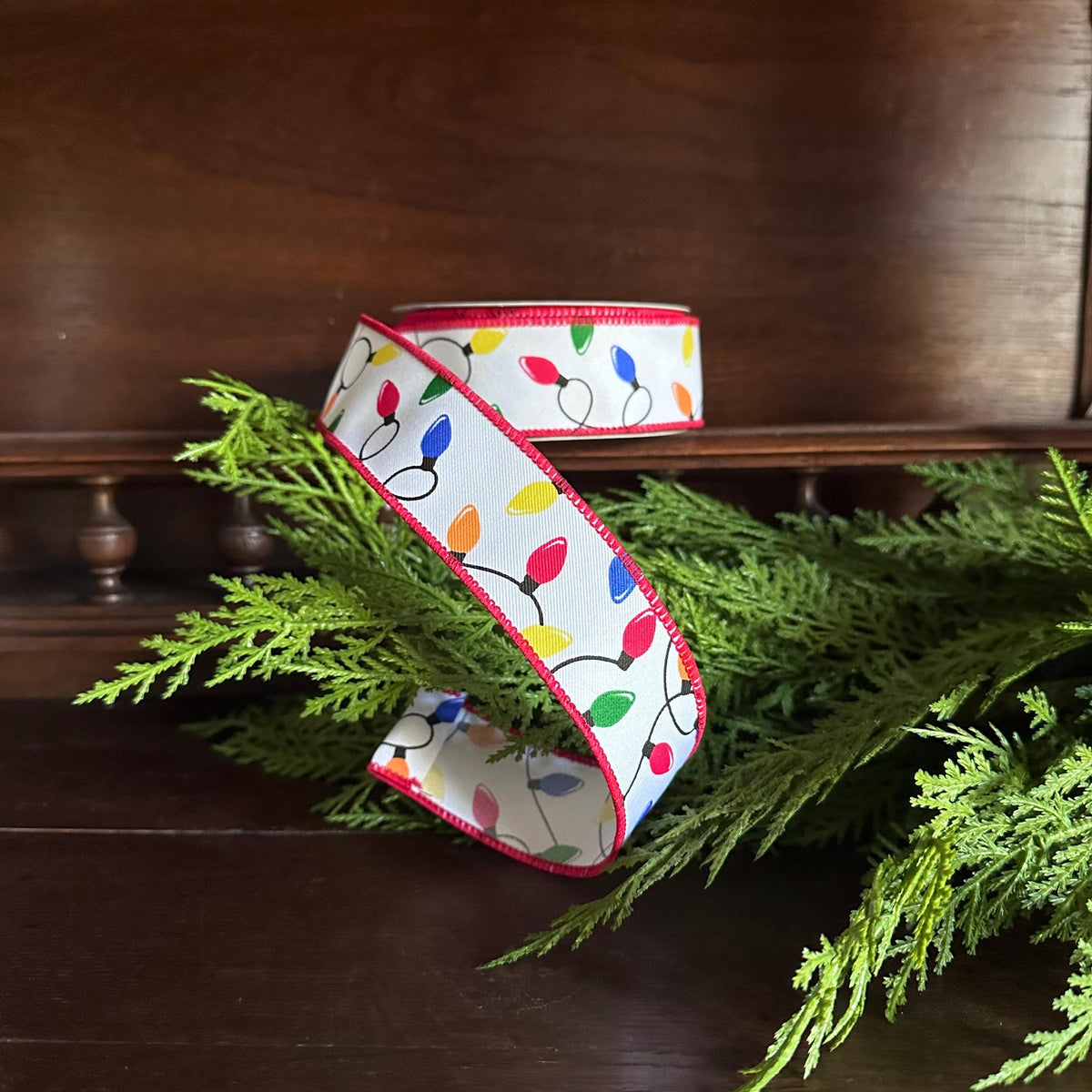 Christmas Light Ribbon Colorful Wired Christmas Ribbon | Christmas Tree & Wreath Ribbon