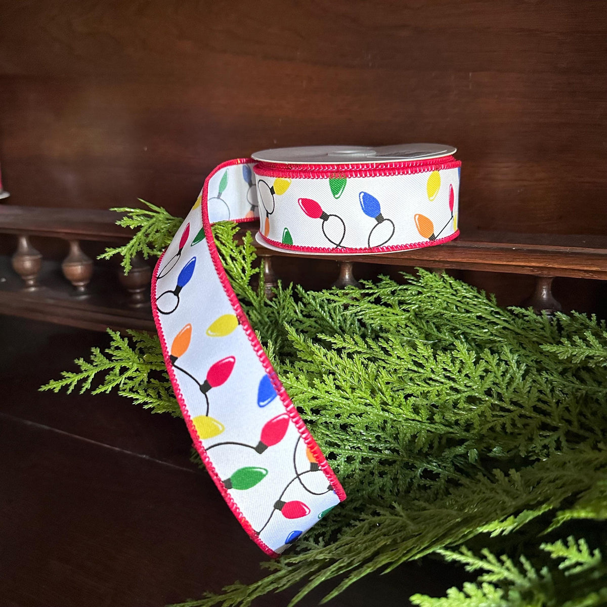 Christmas Light Ribbon Colorful Wired Christmas Ribbon | Christmas Tree & Wreath Ribbon