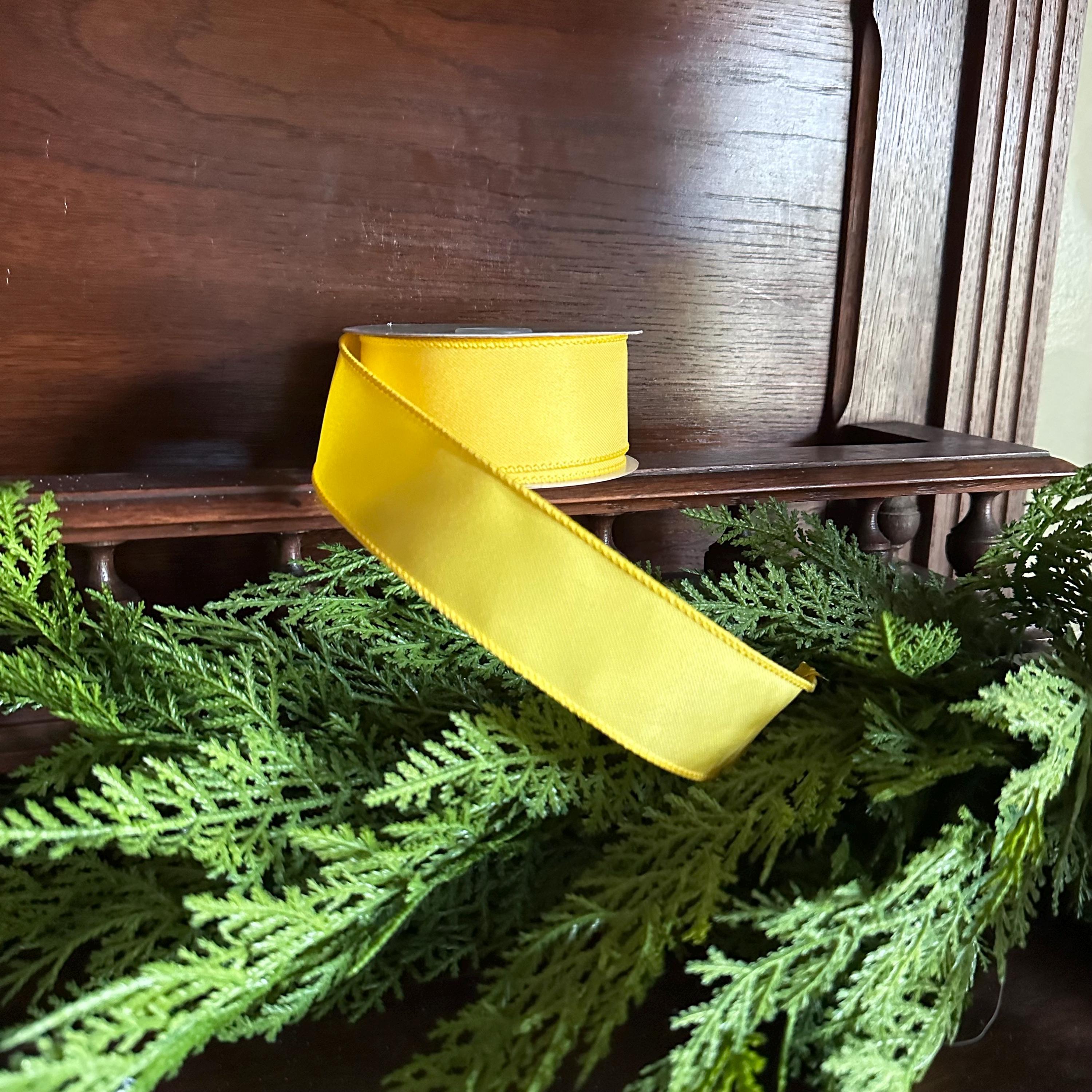 Solid Yellow Ribbon for Year Round 1.5",2.5" x 10yds