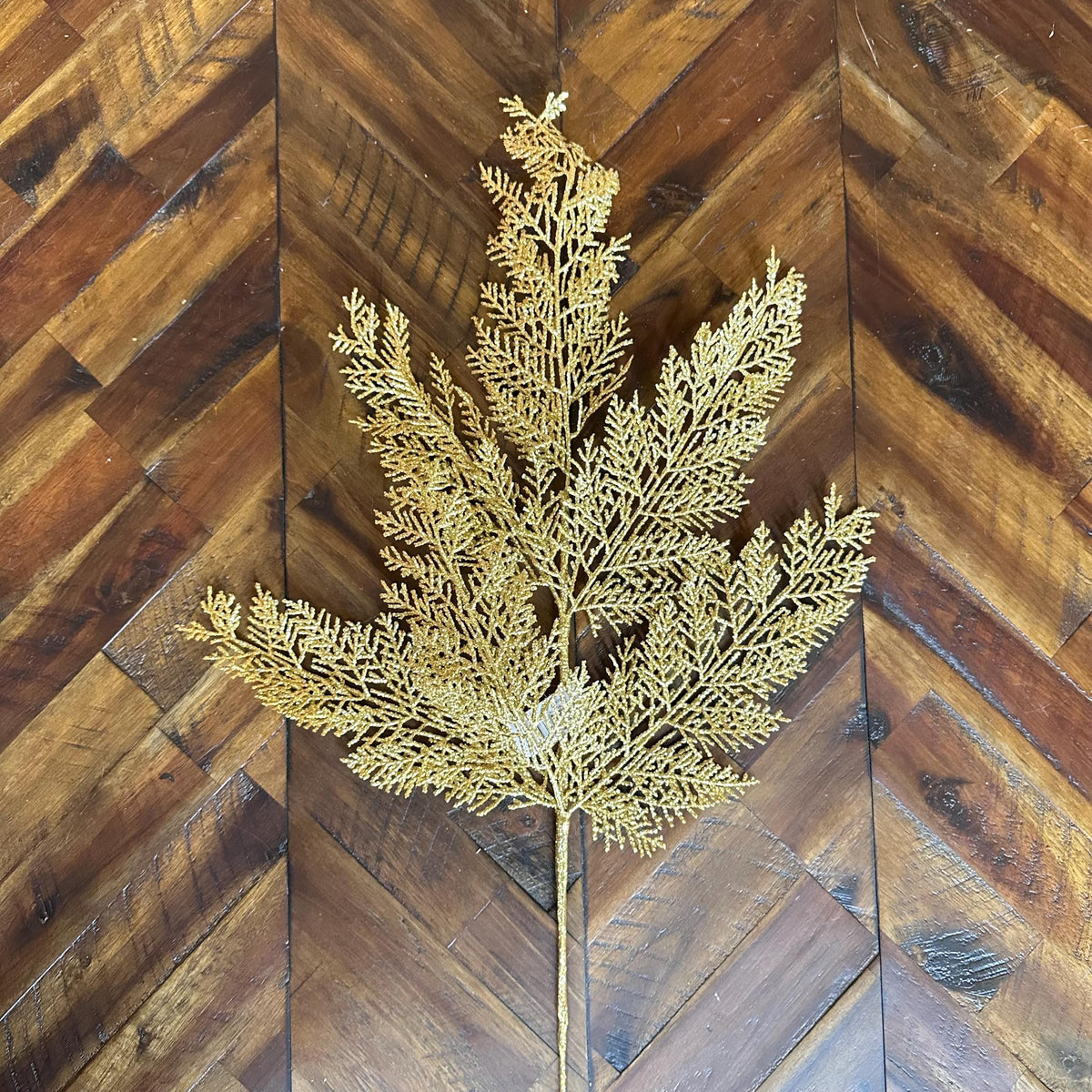 Gold Glitter Leaf Spray | Christmas Tree & Holiday Floral Pick