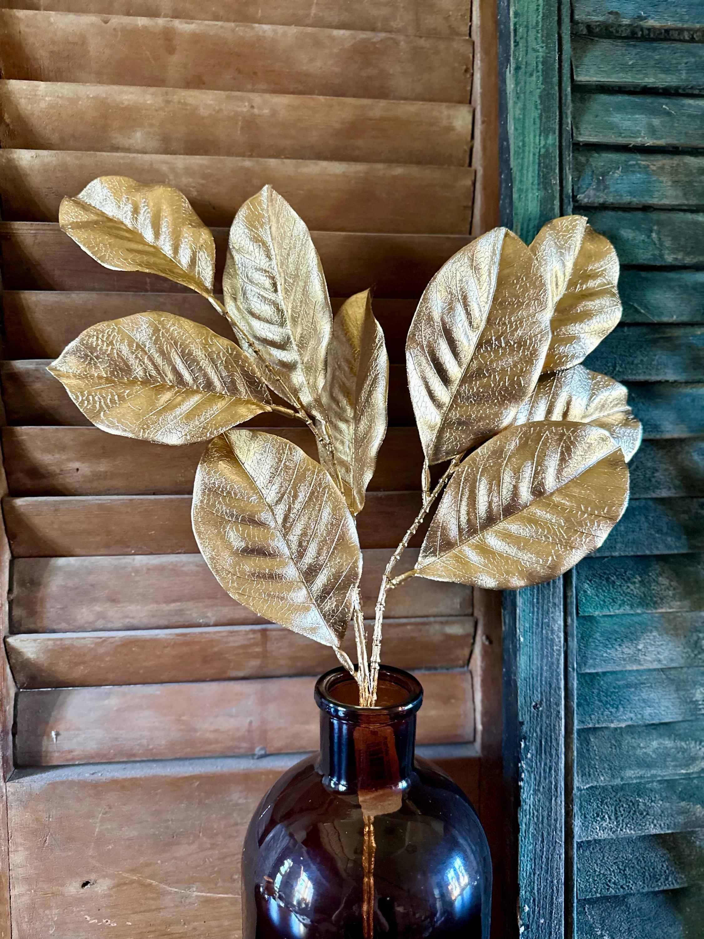 Gold Magnolia Leaf Spray - 25 inch