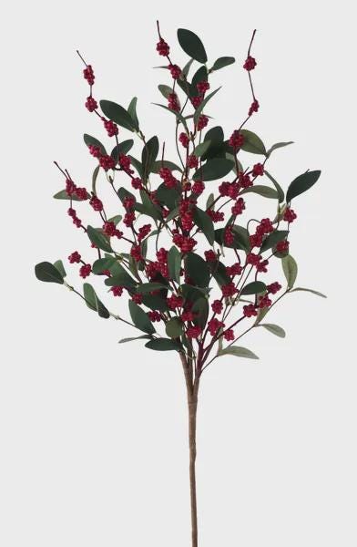 Berry Leaf Sprays Artificial Greenery Stems Decorative Berries for Wreaths Garlands Vases Holiday Floral Arrangement Christmas Berry 28 inch