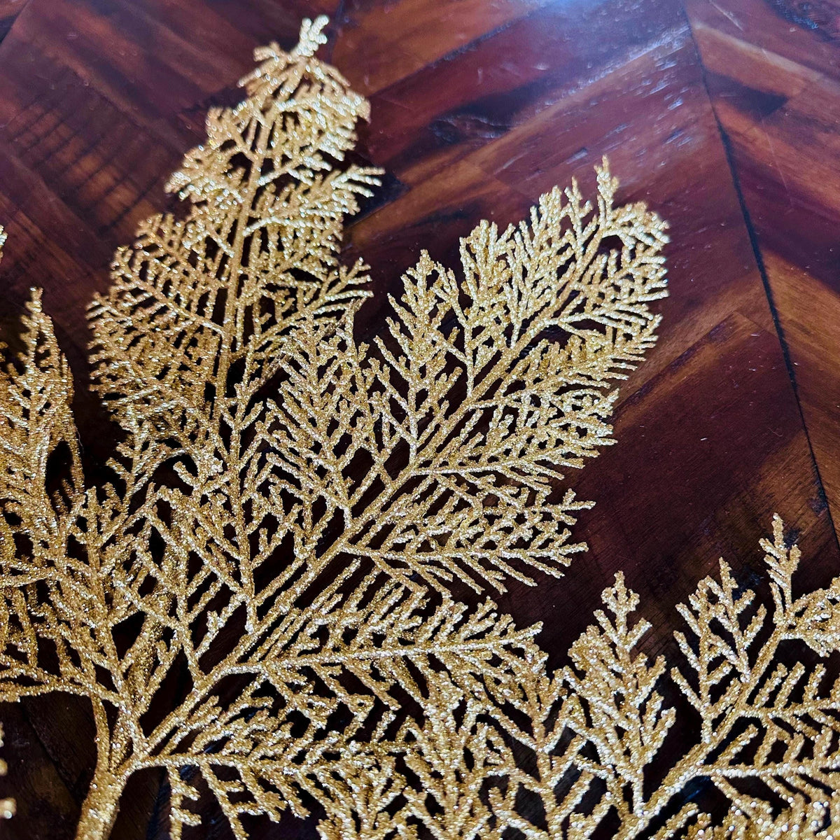 Gold Glitter Leaf Spray | Christmas Tree & Holiday Floral Pick