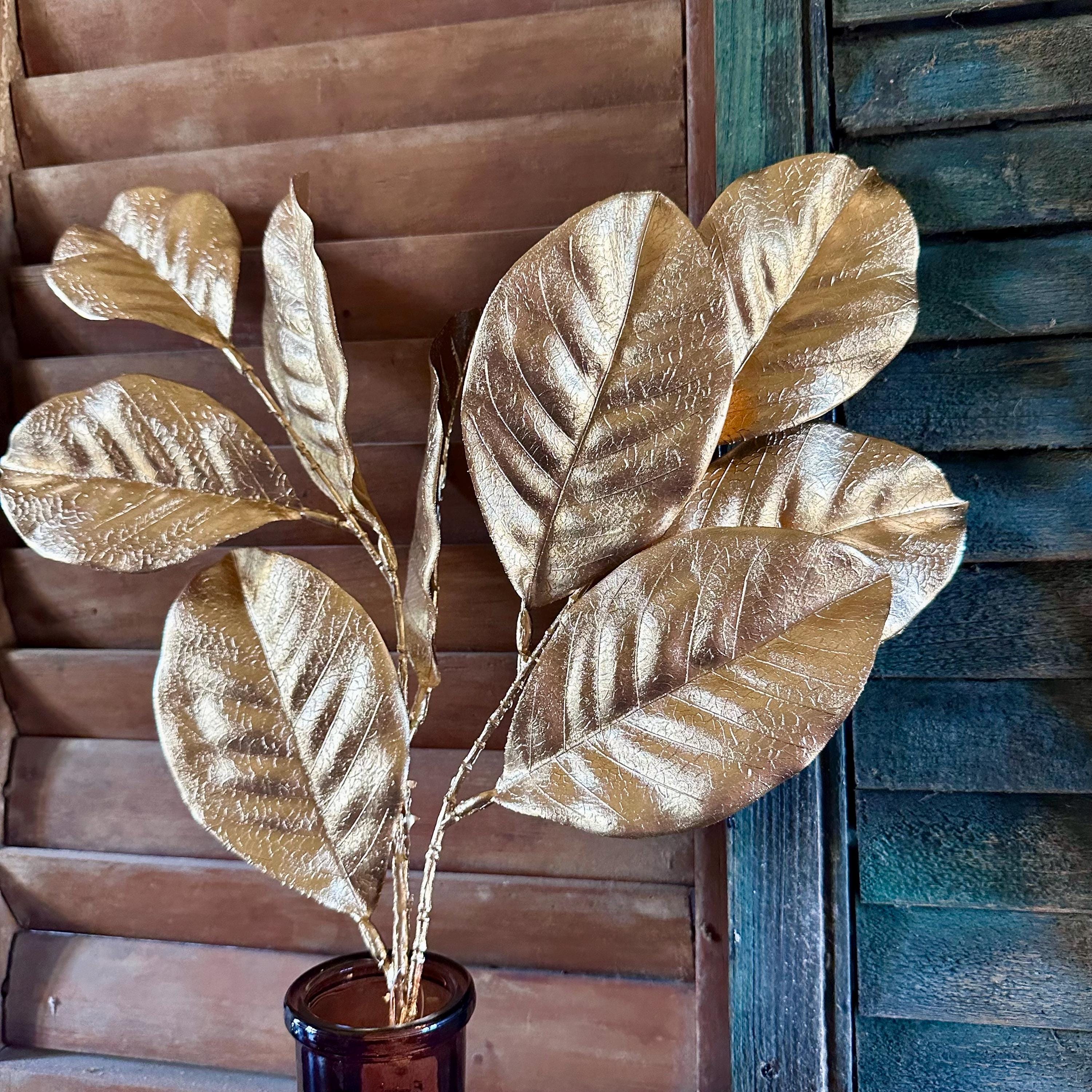 Gold Magnolia Leaf Spray - 25 inch