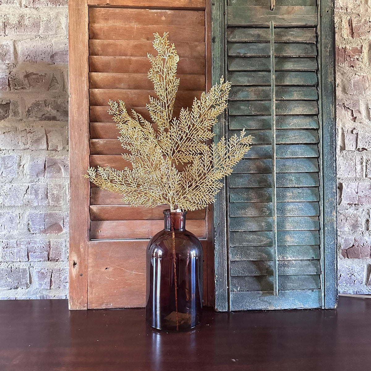 Gold Glitter Leaf Spray | Christmas Tree & Holiday Floral Pick