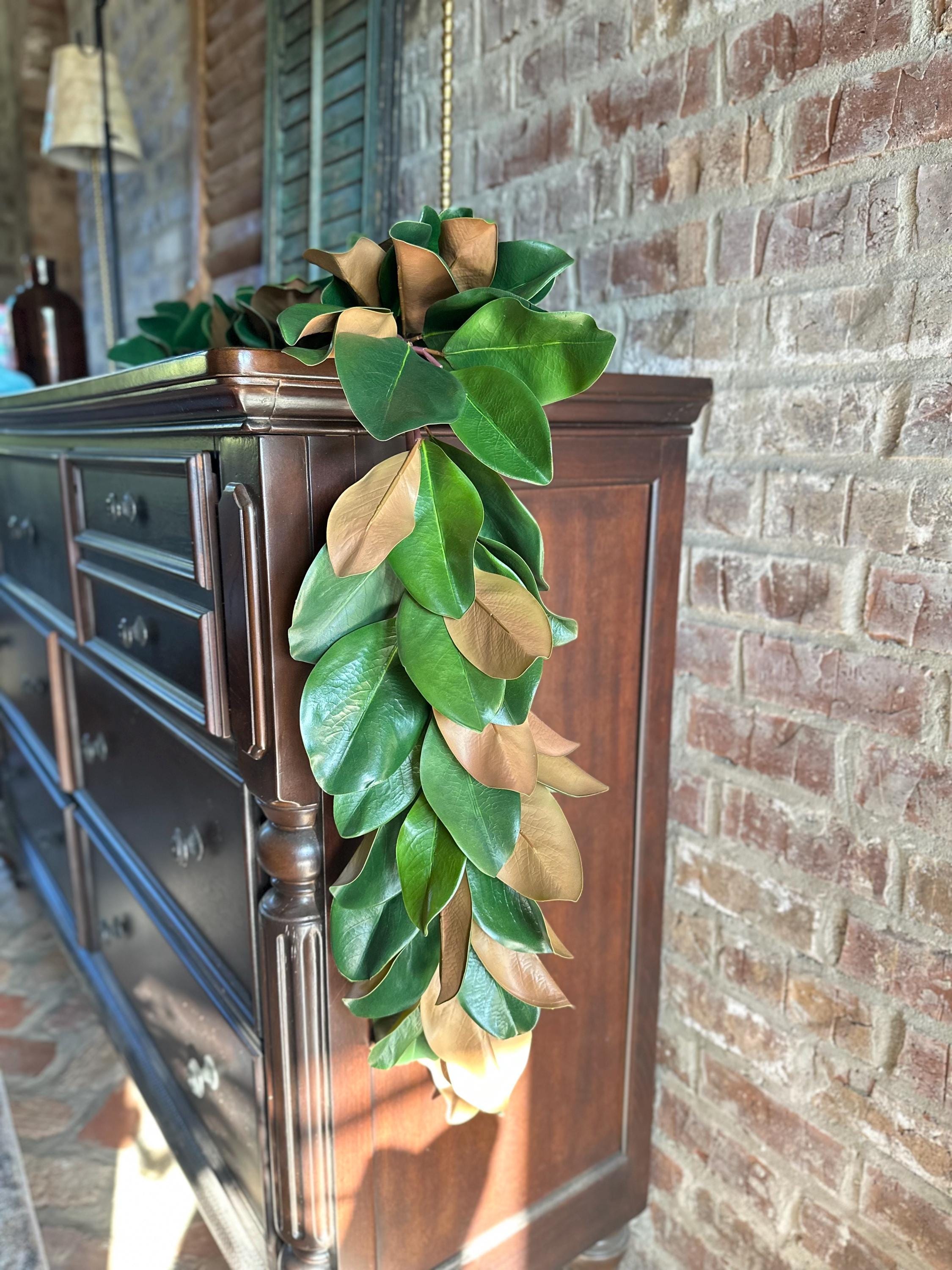 Magnolia Garland Artificial Greenery Realistic Magnolia Leaves for Wedding Decor Christmas Greenery and Year Round Home Decor 60 inch