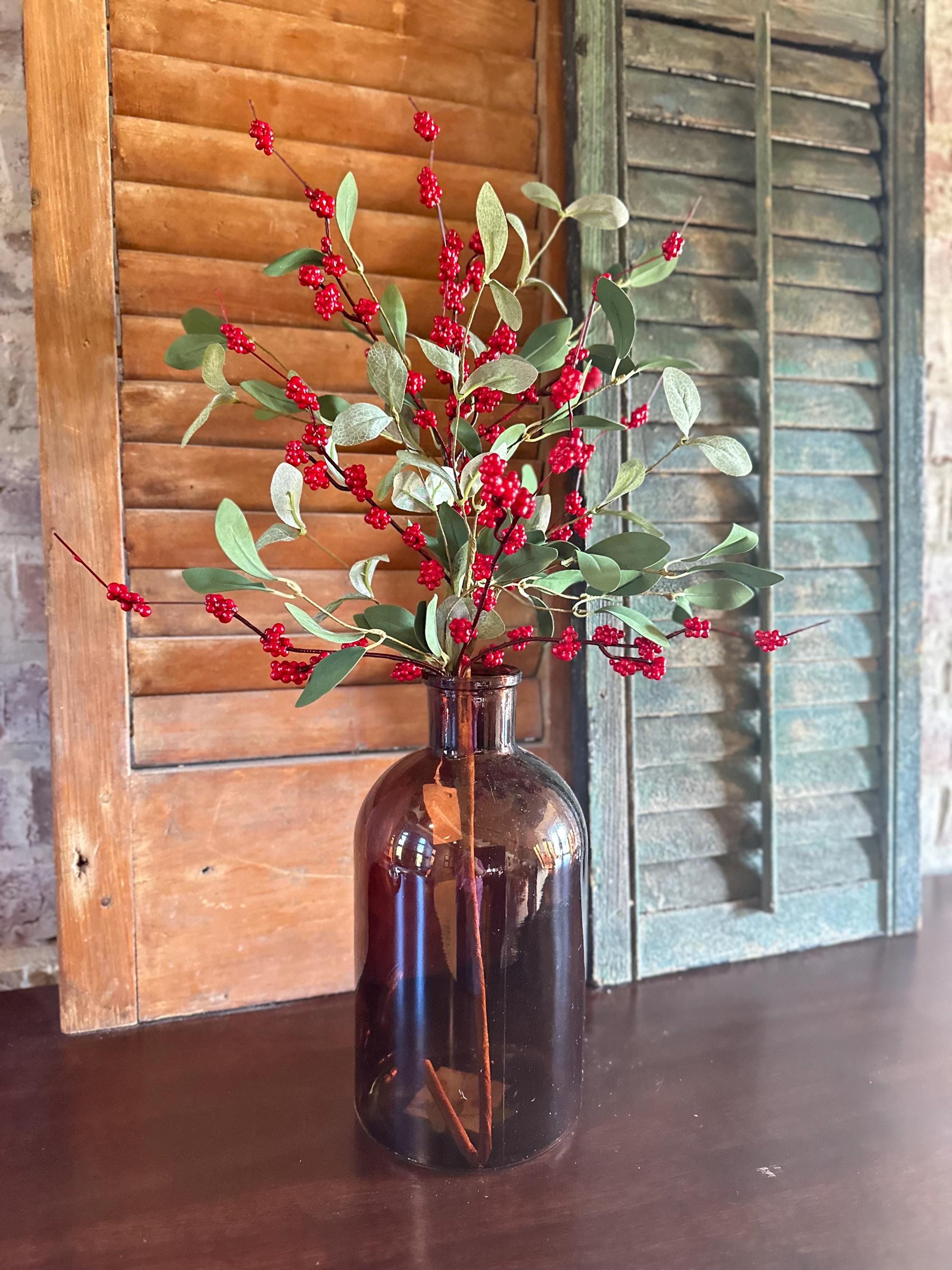 Berry Leaf Sprays Artificial Greenery Stems Decorative Berries for Wreaths Garlands Vases Holiday Floral Arrangement Christmas Berry 28 inch