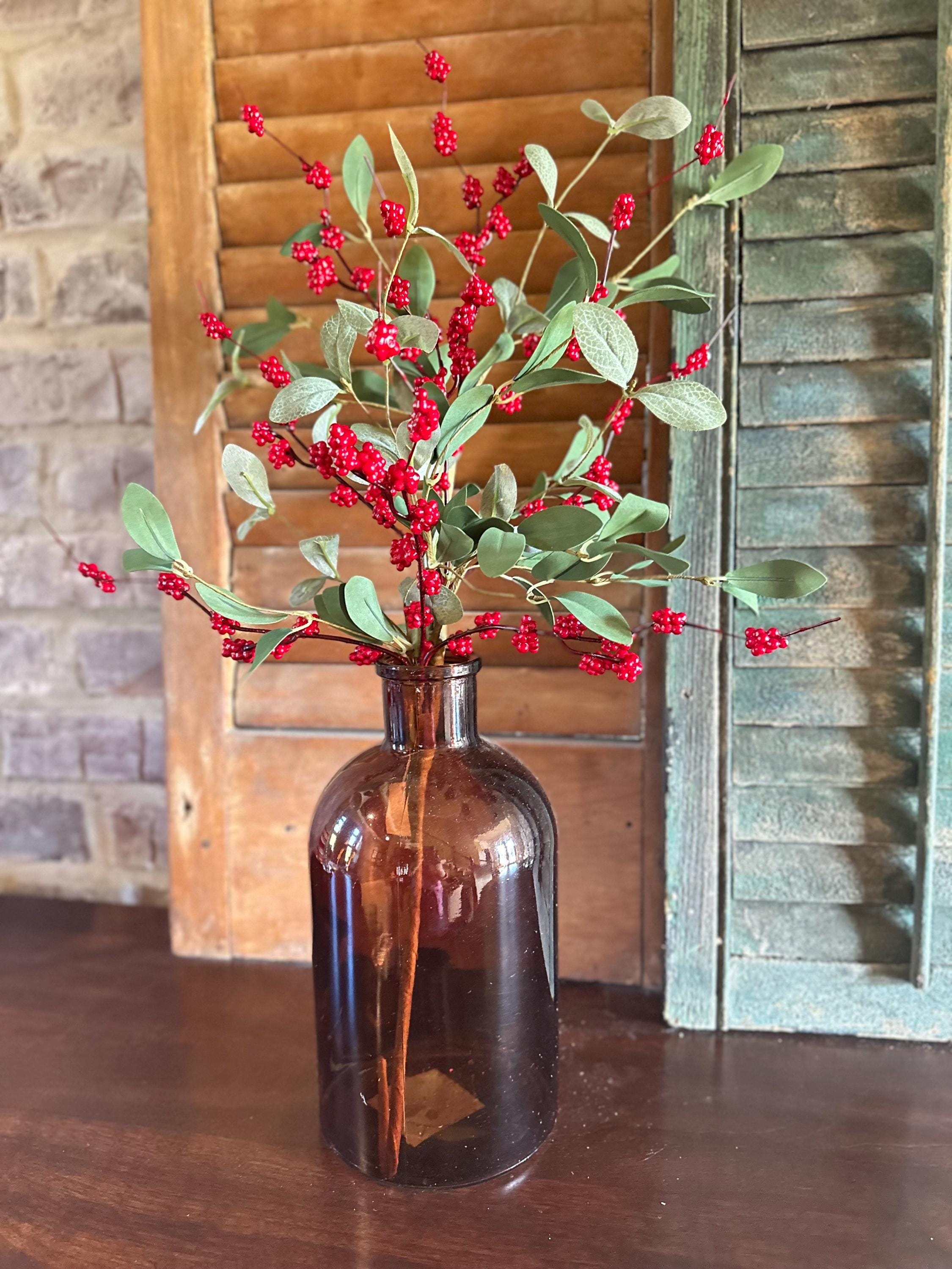 Berry Leaf Sprays Artificial Greenery Stems Decorative Berries for Wreaths Garlands Vases Holiday Floral Arrangement Christmas Berry 28 inch