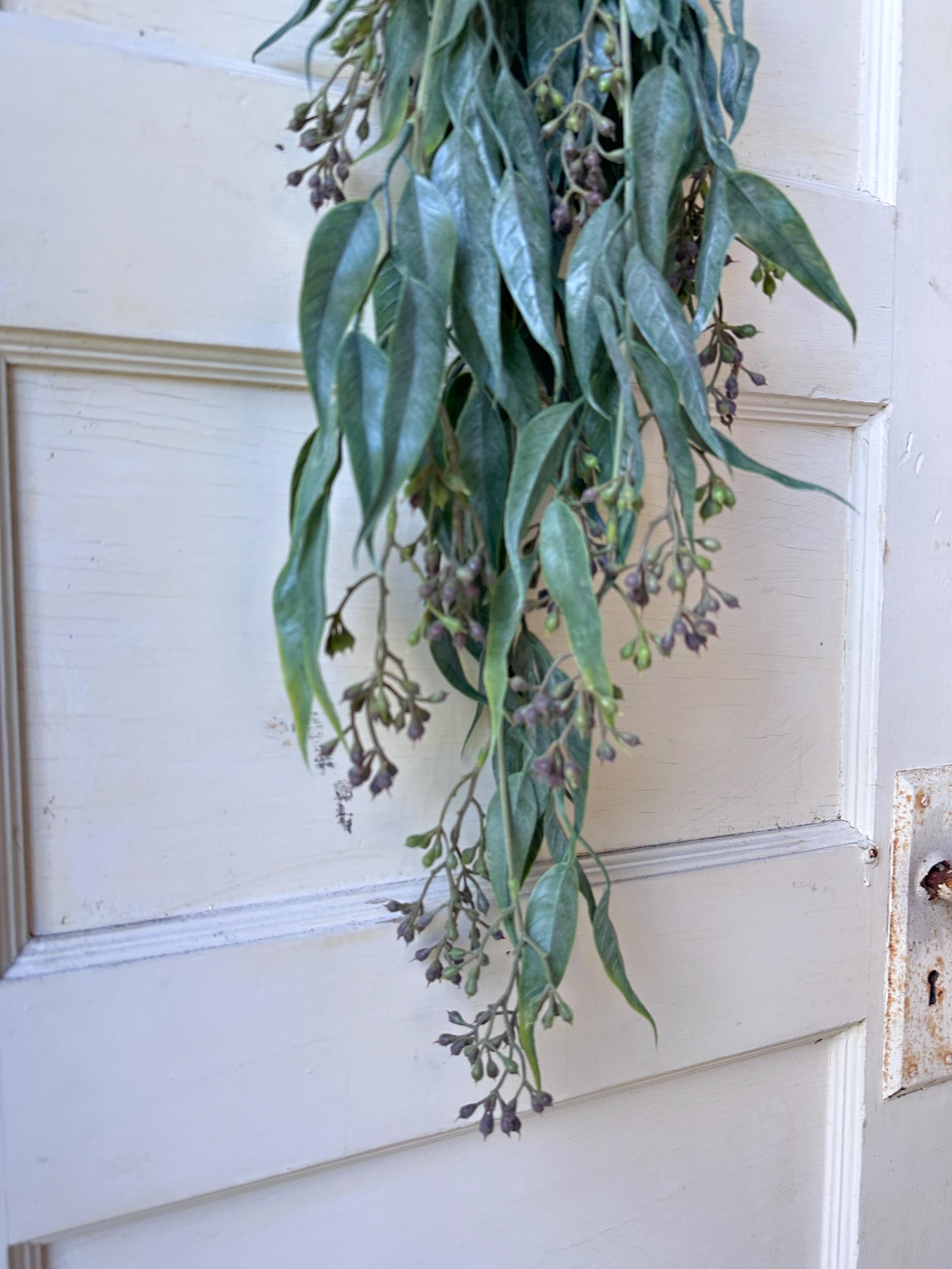 Hanging Seeded Eucalyptus Greenery Artificial Bush Fake Plant Shelf Decor Draping Trailing Faux Greenery for Bookcase Mantel or Basket